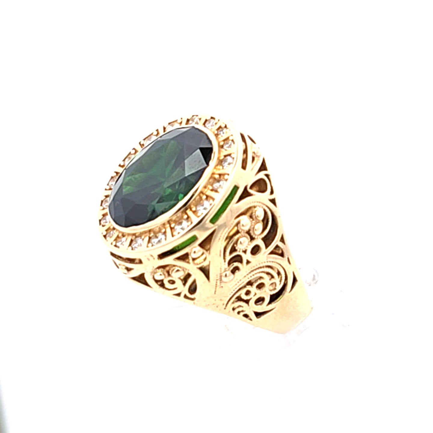Herren Ring Gelbgold 585 14 kt grüner Farbstein Zirkonia *71*