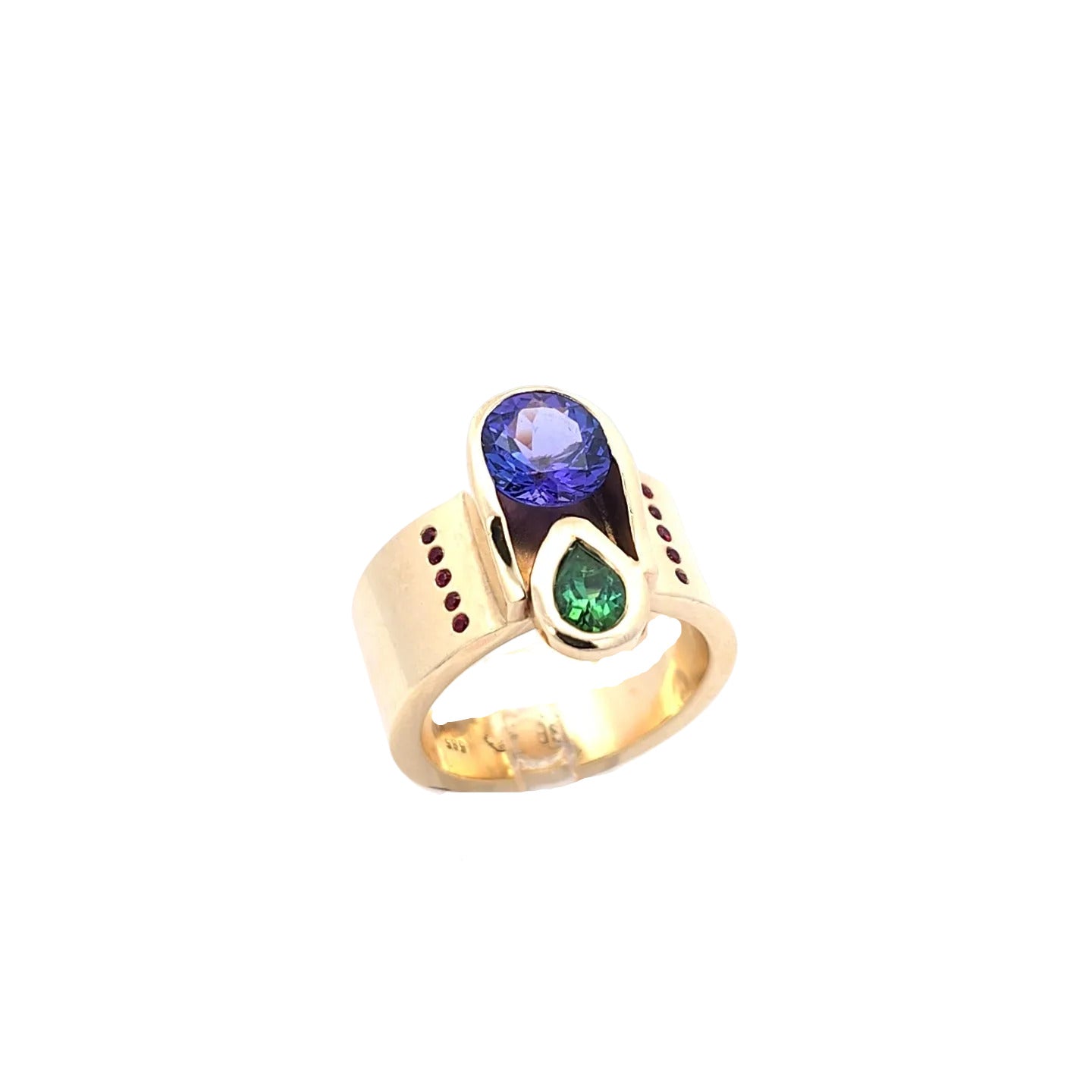Damen Ring Gelbgold Amethyst Smaragd Rubine 585/14kt Gr.57