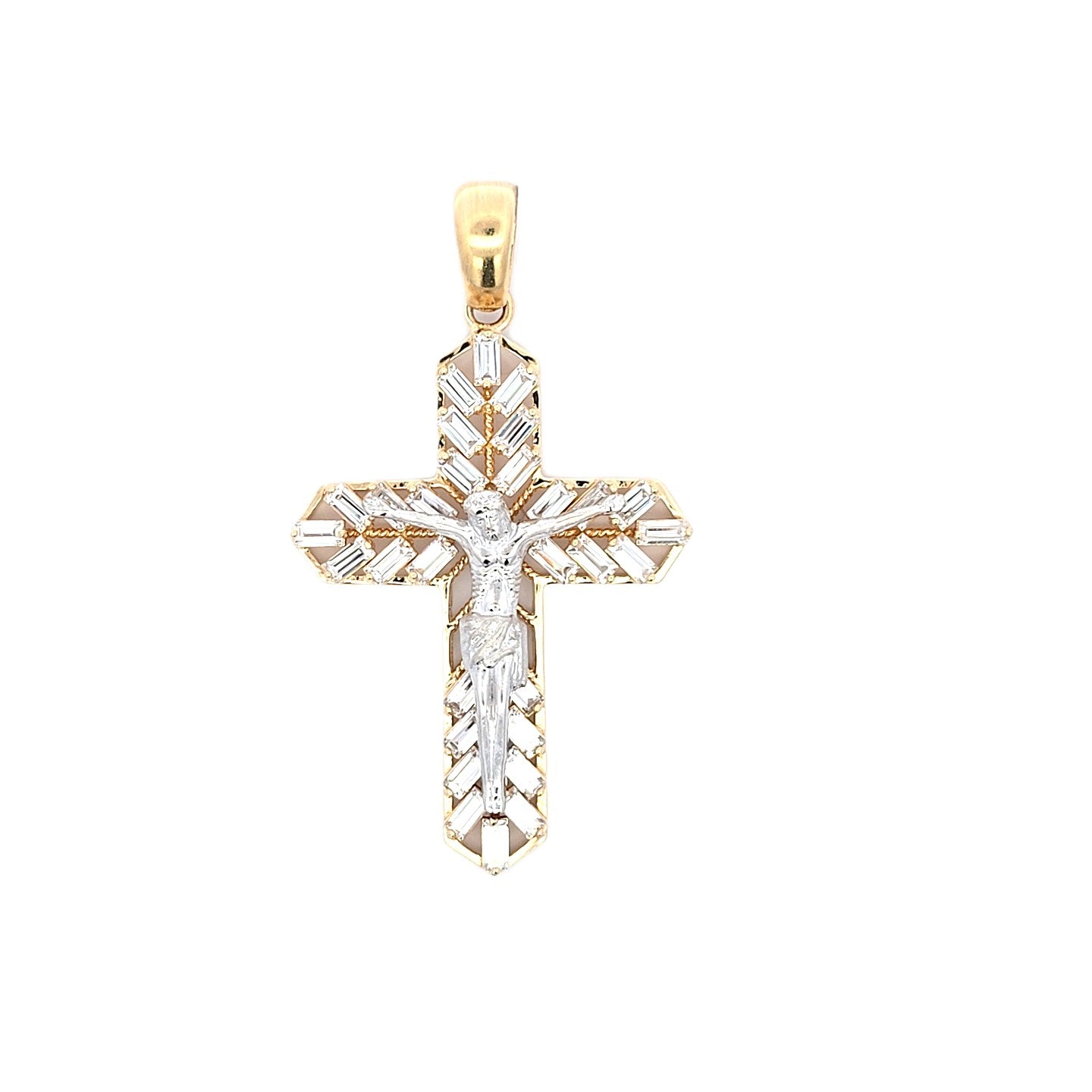 Anhänger Gelb Weißgold 585 Kreuz Schmucksteine Unisex 230182