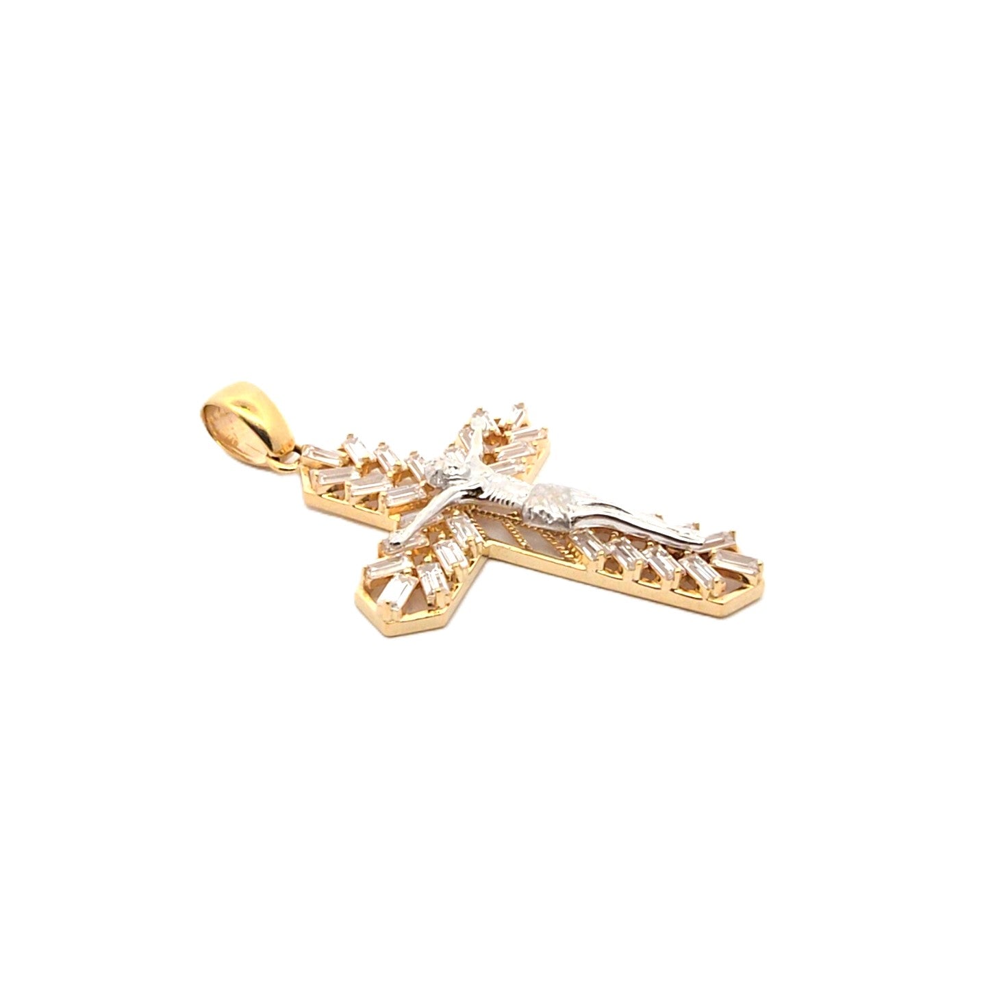 Anhänger Gelb Weißgold 585 Kreuz Schmucksteine Unisex 230182