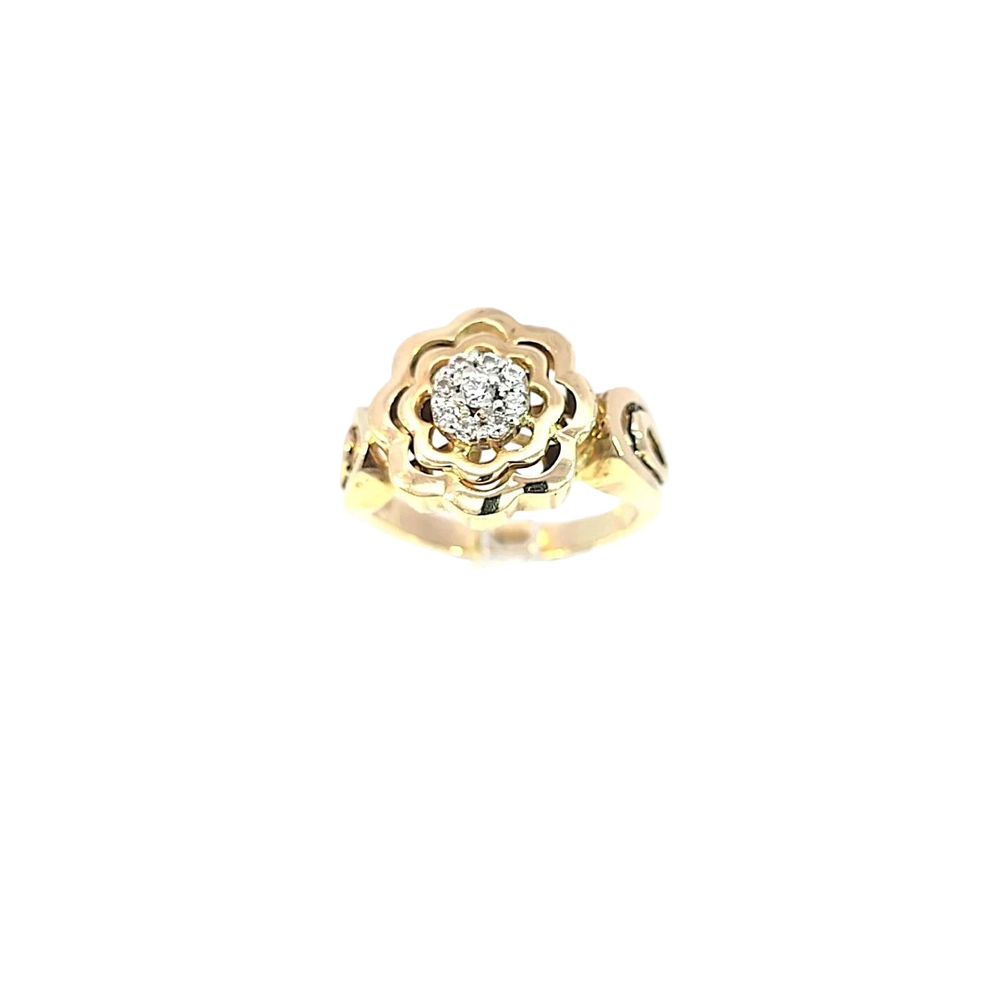Damen Ring Gelbgold Blume 585/ 14kt Zirkonia 220636