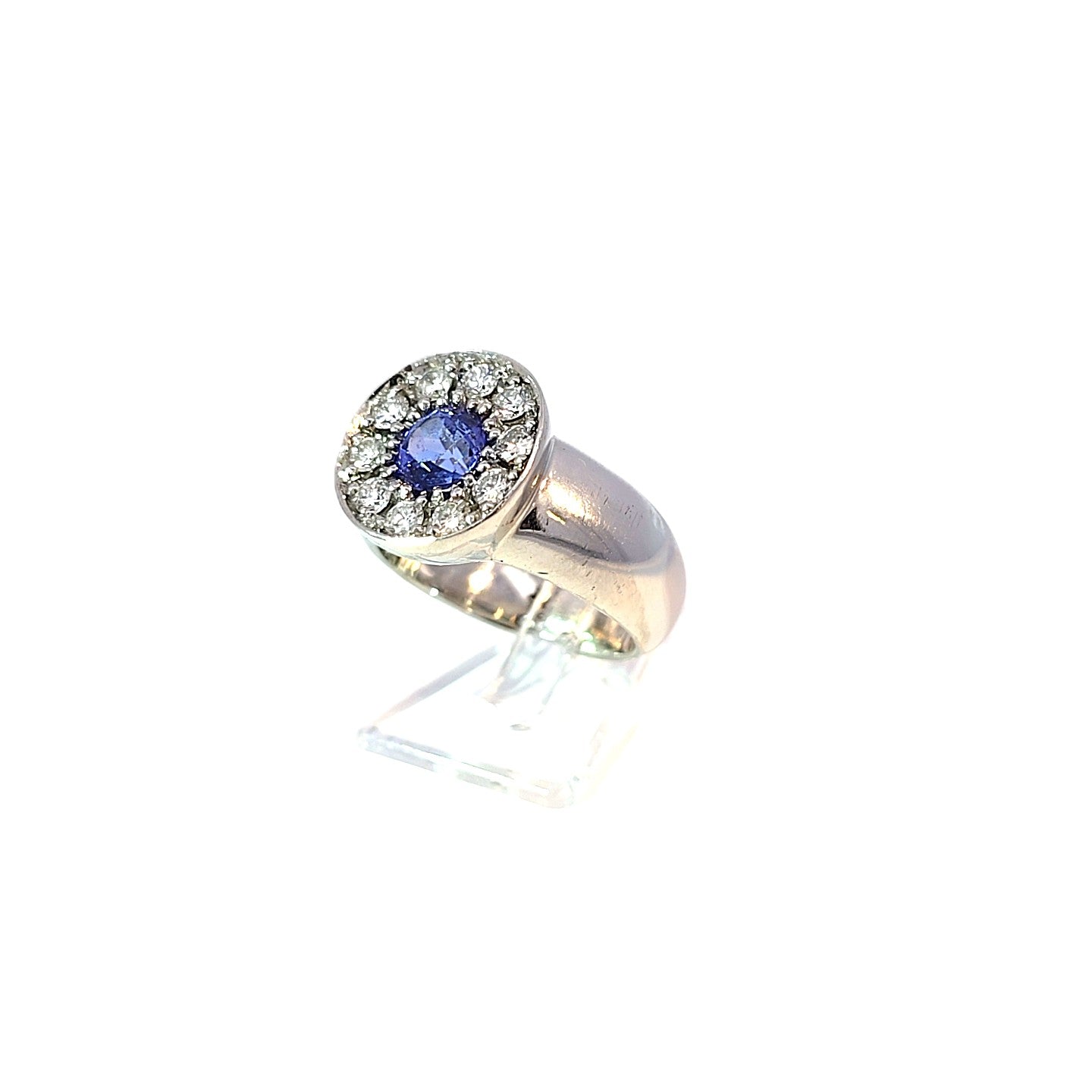 Ring Platin Brillant Diamanten Schmuckstein Blau Damen 203357