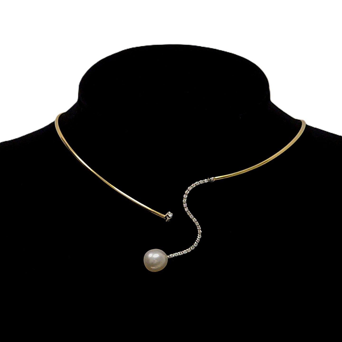 Collier Kette Gelb Weiß Gold 585 mit Brillanten Perle