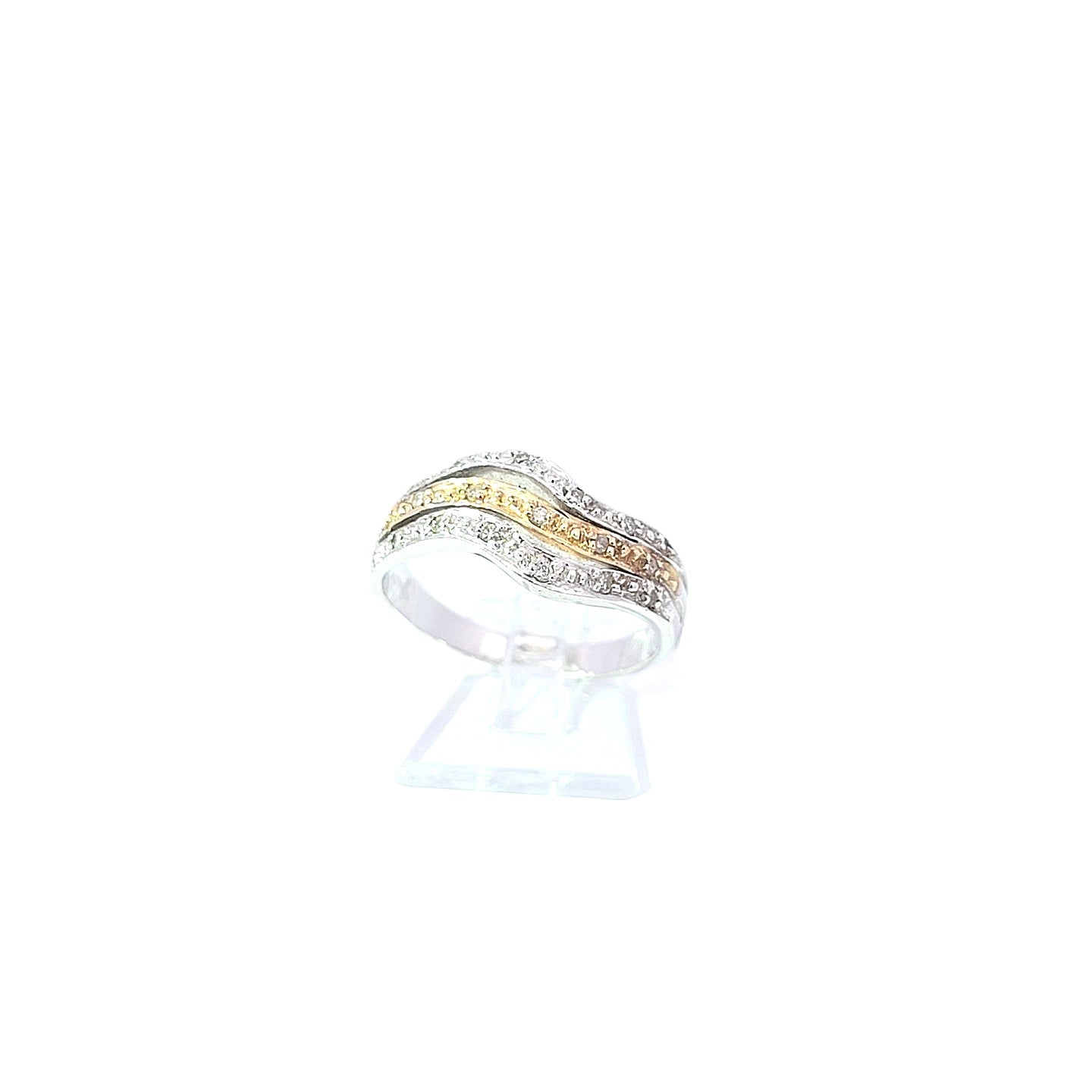 Damen Ring Weiß- und GelbGold 585/14 kt Brillanten Schmuck 232548