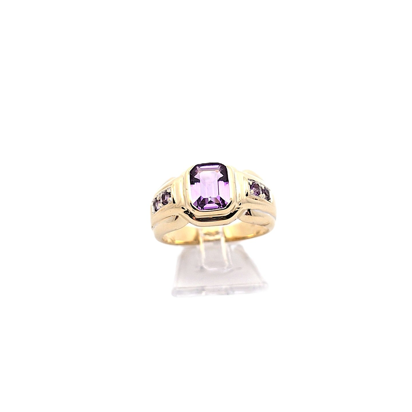 Damen Ring Gelbgold 585 / 14 kt Schmuckstein Lila *56*