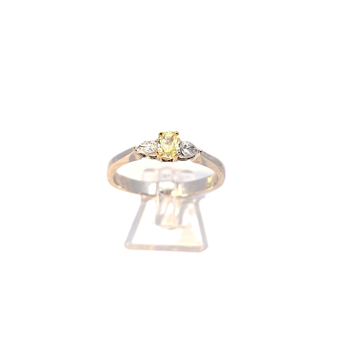 Damen Ring Weißgold 750/ 18 kt Brillant Schmuckstein Gelb