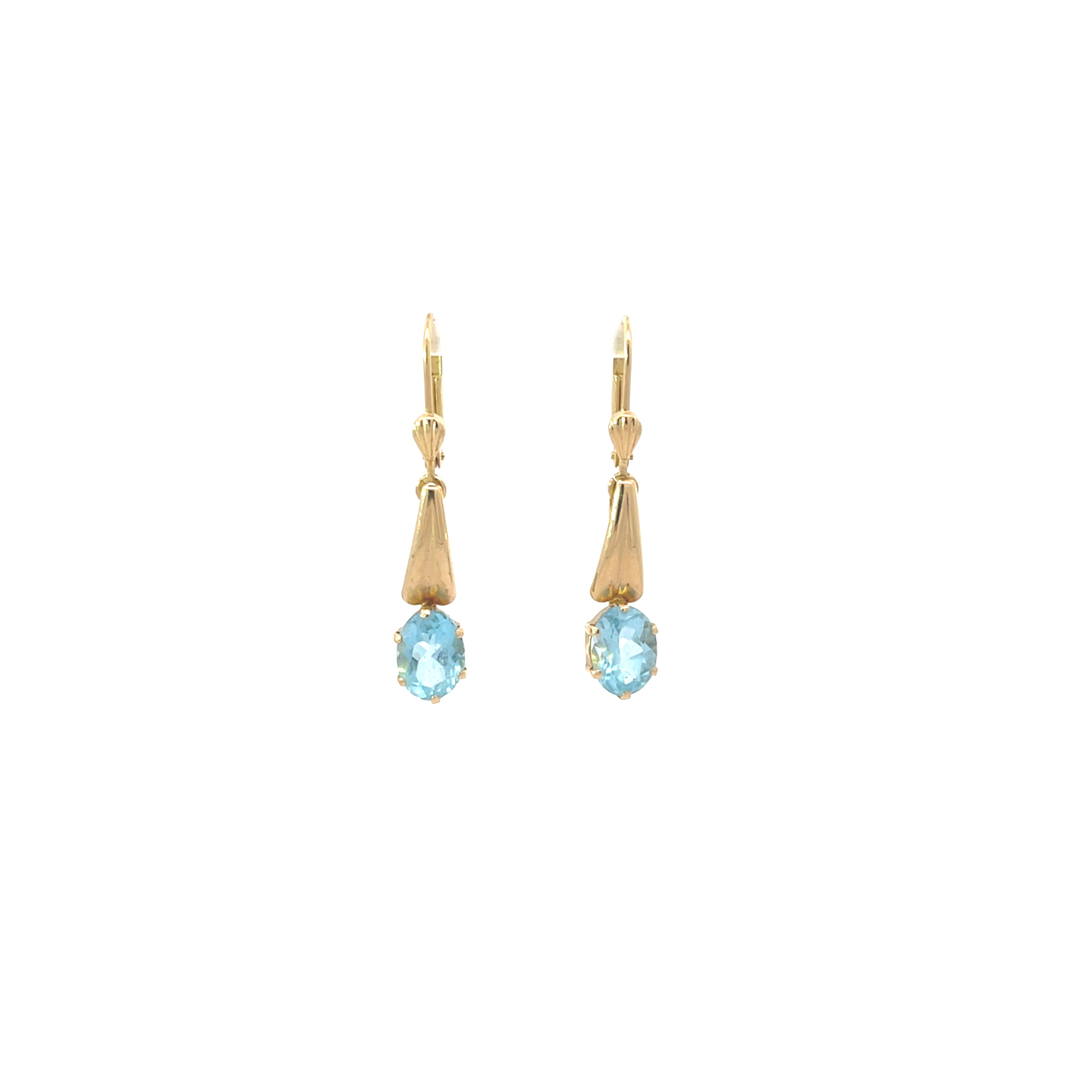Ohrringe Gelb Gold 585 14 Karat mit Farbstein blau