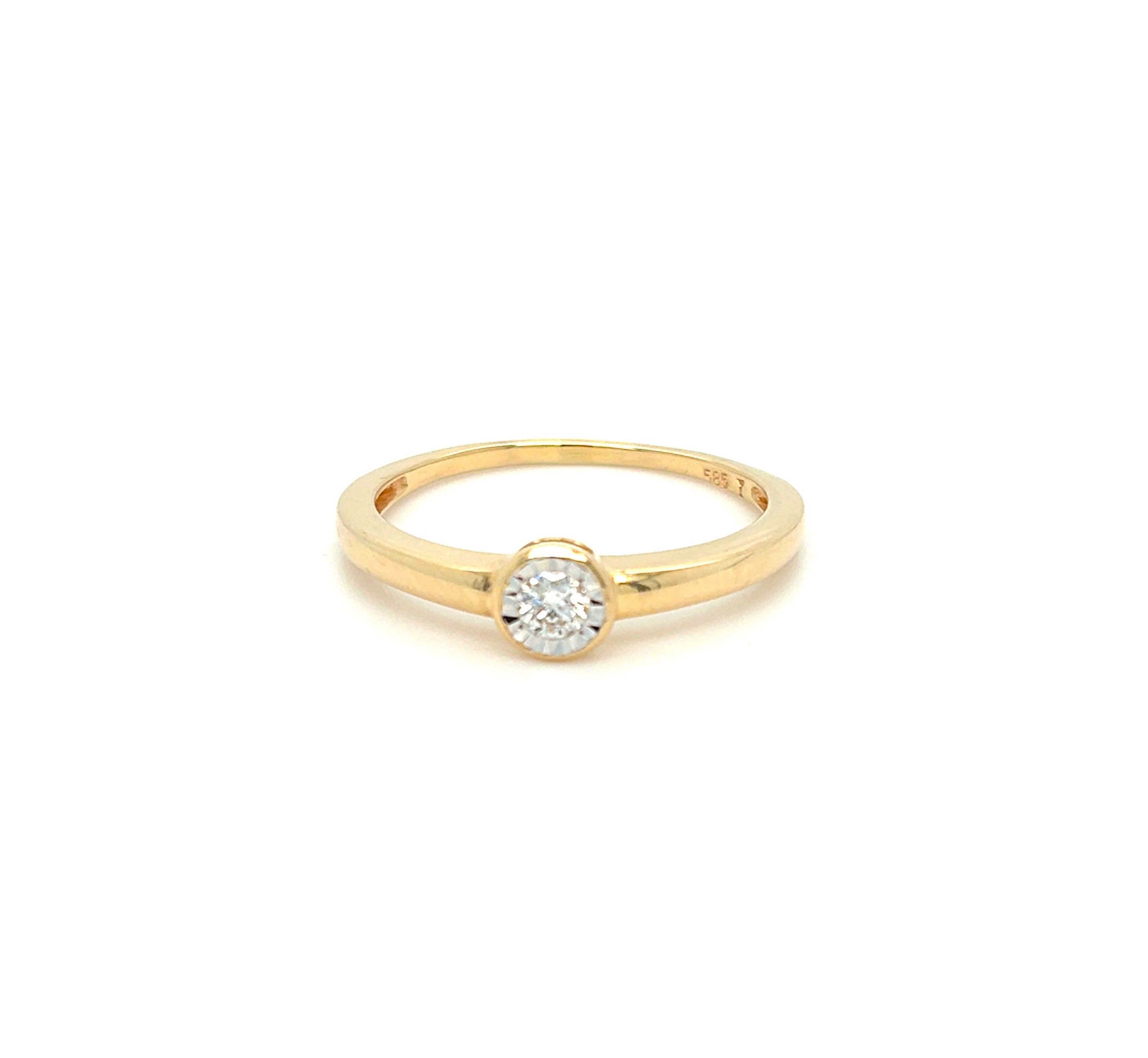 Ring Gelb Weiß Gold 585 14 kt Brillant Damen