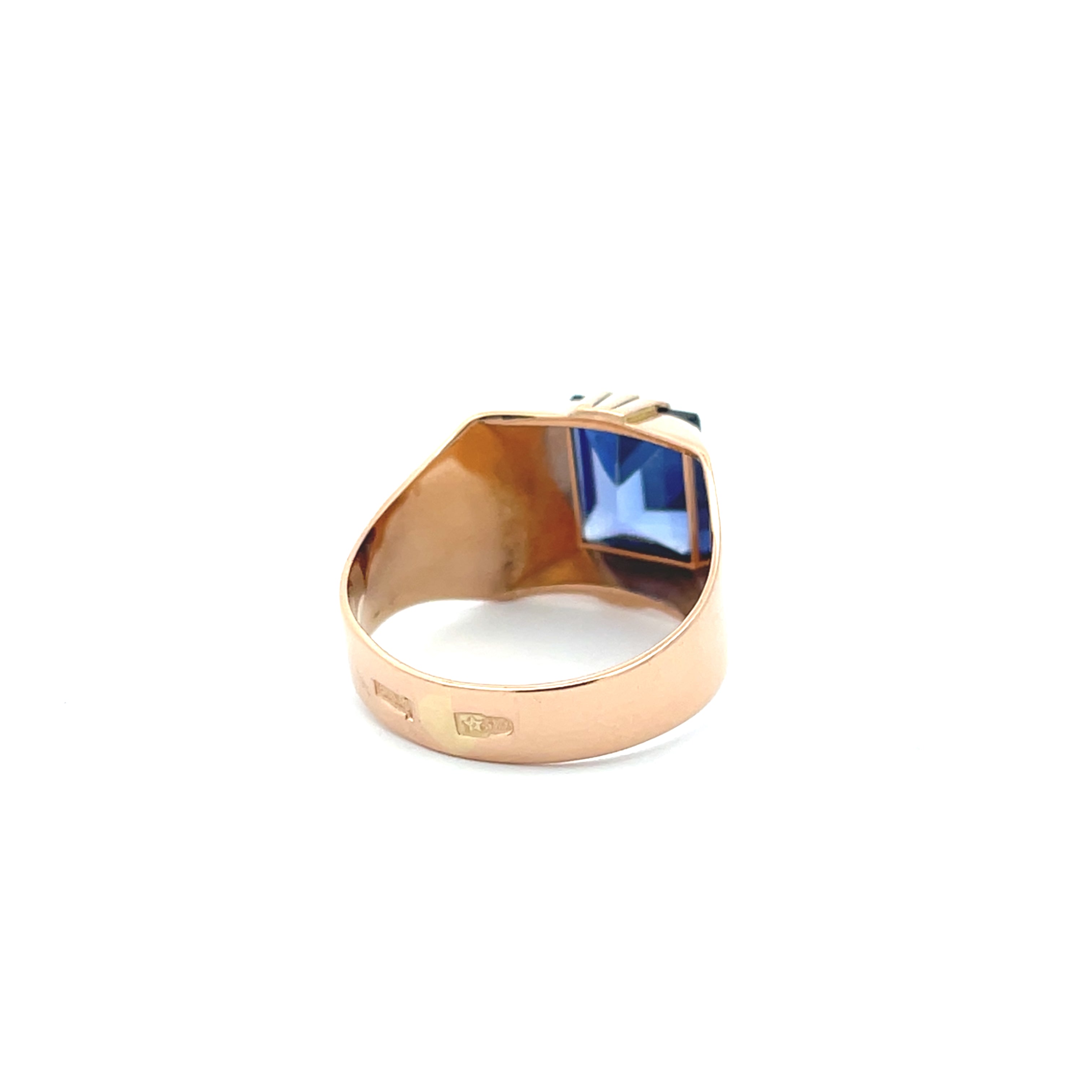 Ring Rotgold 585 14 Karat mit Farbstein blau
