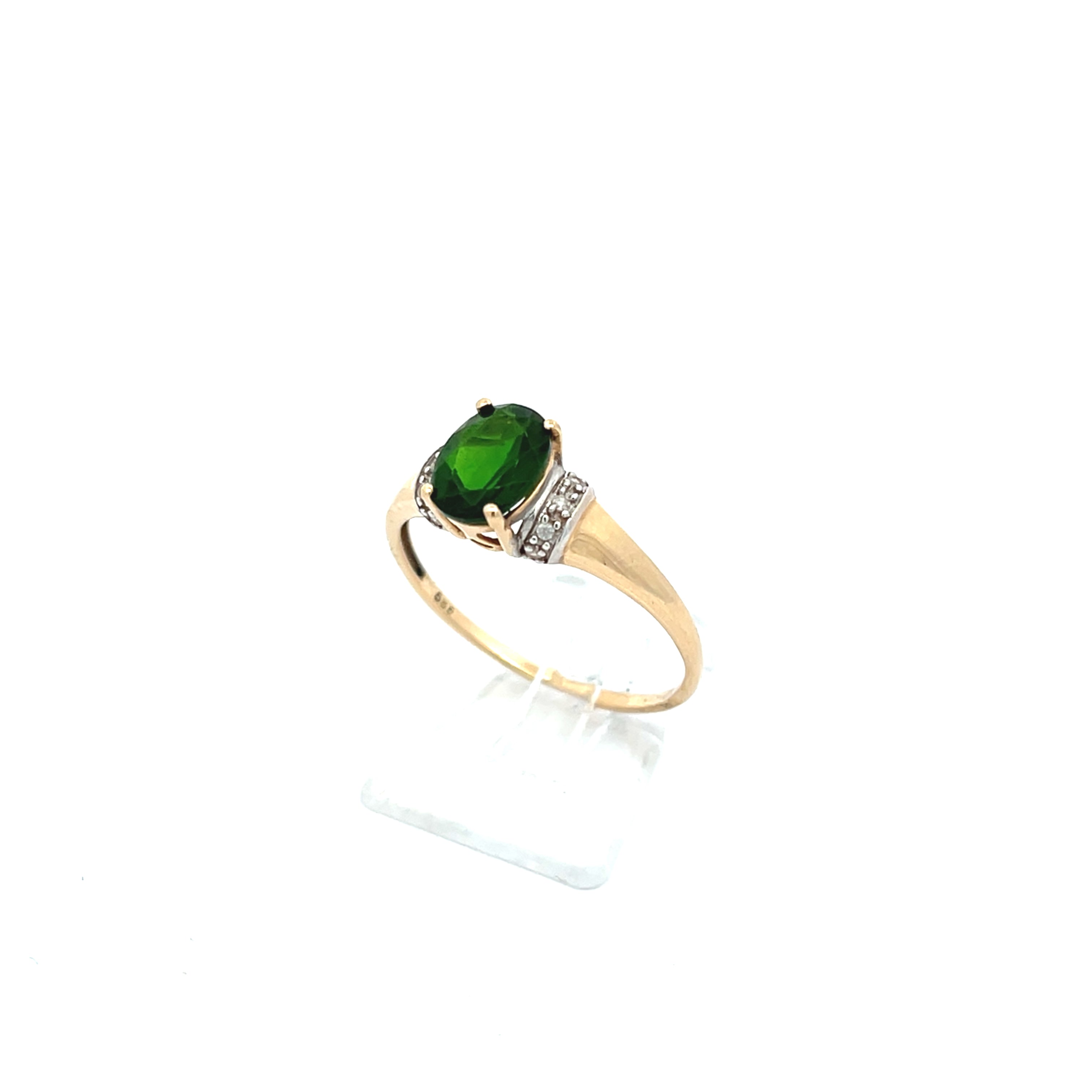 Ring Gelb Gold 585 14kt Gr.60 Farbstein grün und Zirkonia