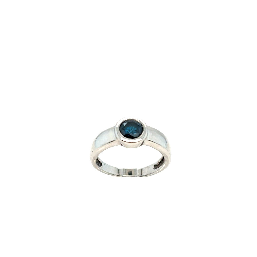 Ring Weißgold 585 Gr.50 1 Brillant Blau ca.0,5ct Farbbehandelter Stein / Diamant