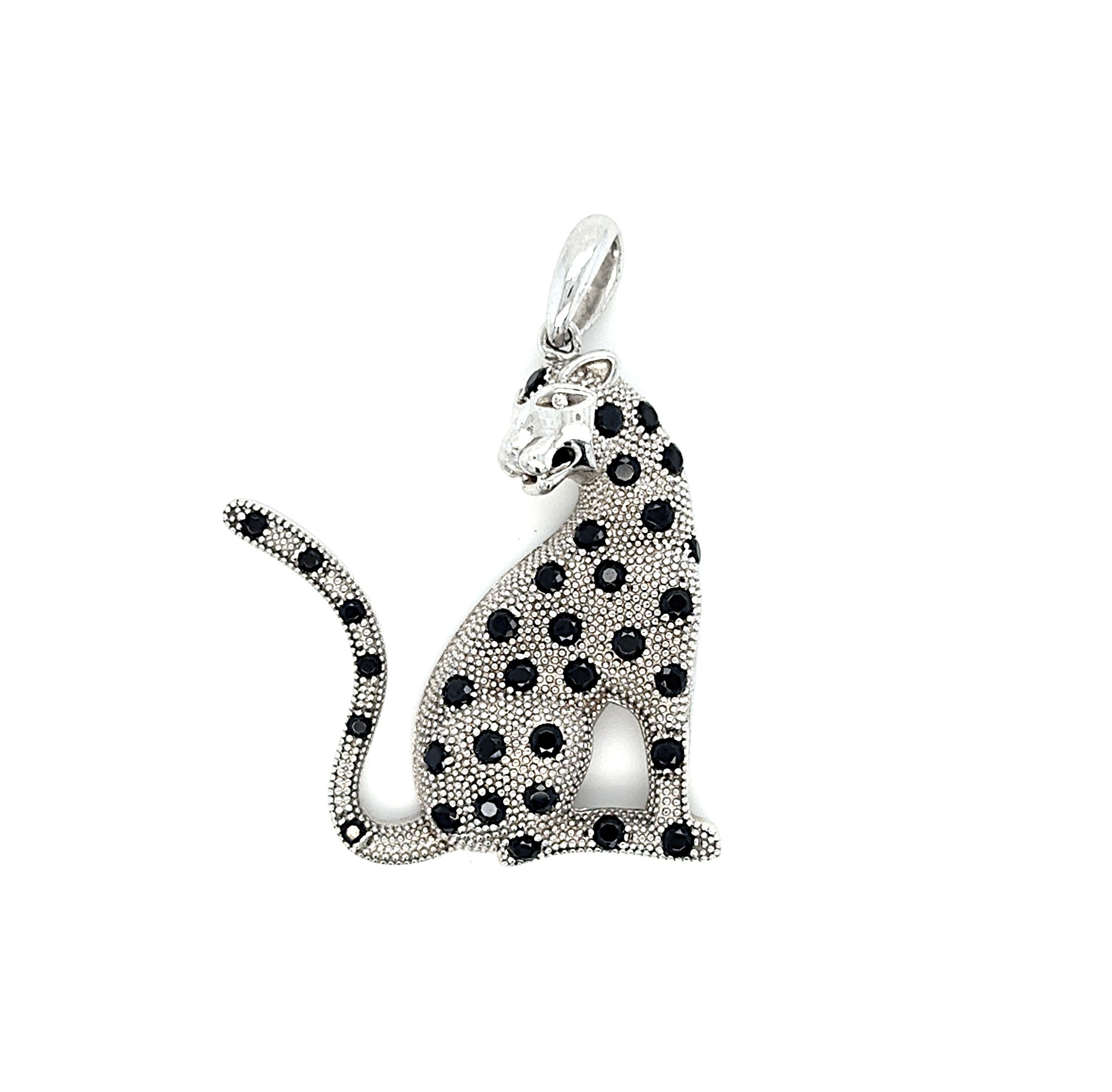 Anhänger Silber 925 Leopard Schmucksteine Schwarz Unisex