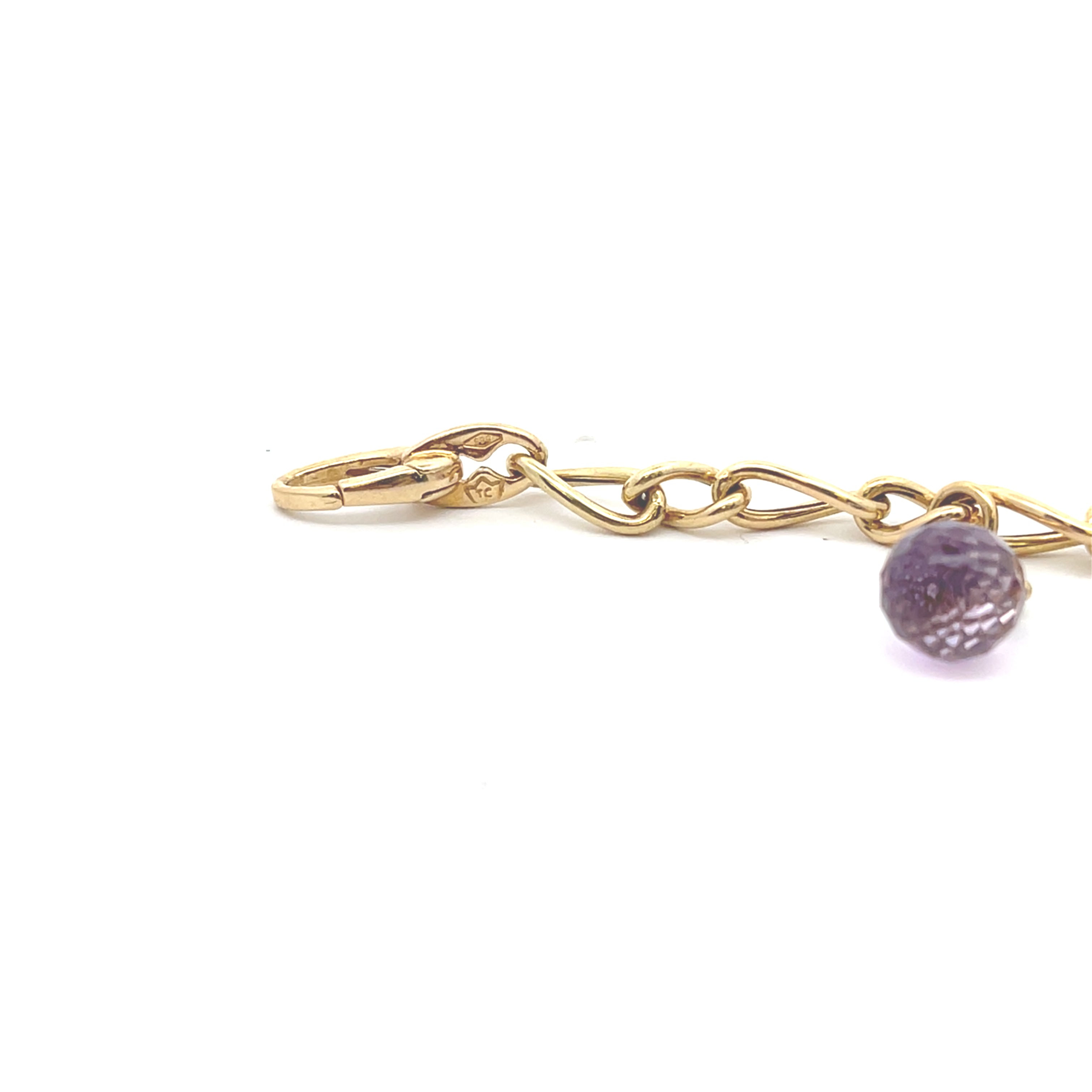 Damen Armband Gelbgold 585 14 kt mit bunten Schmucksteinen Länge: 19 cm