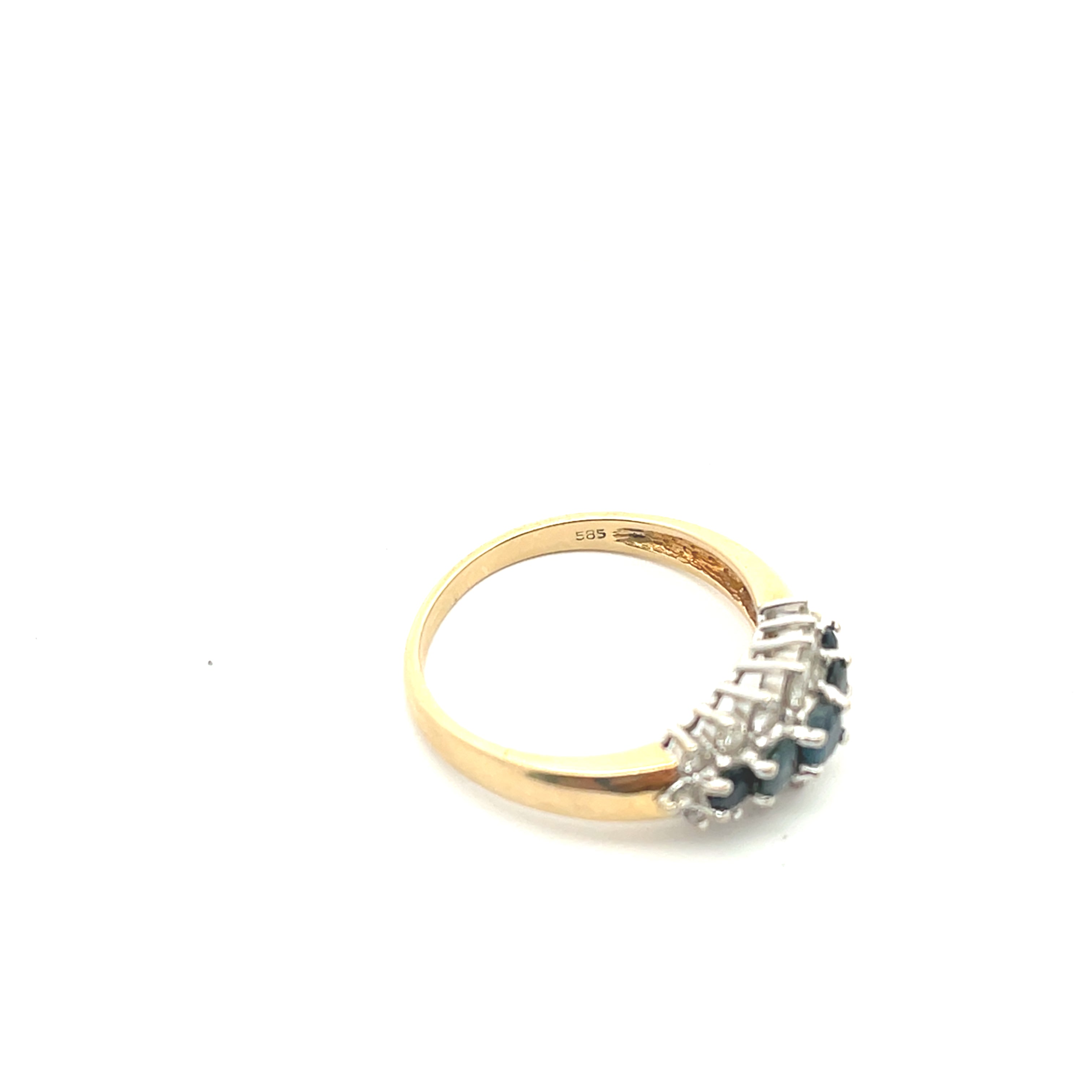 Brillant Damenring Gelbgold 585 14 Karat mit Farbsteinen Blau