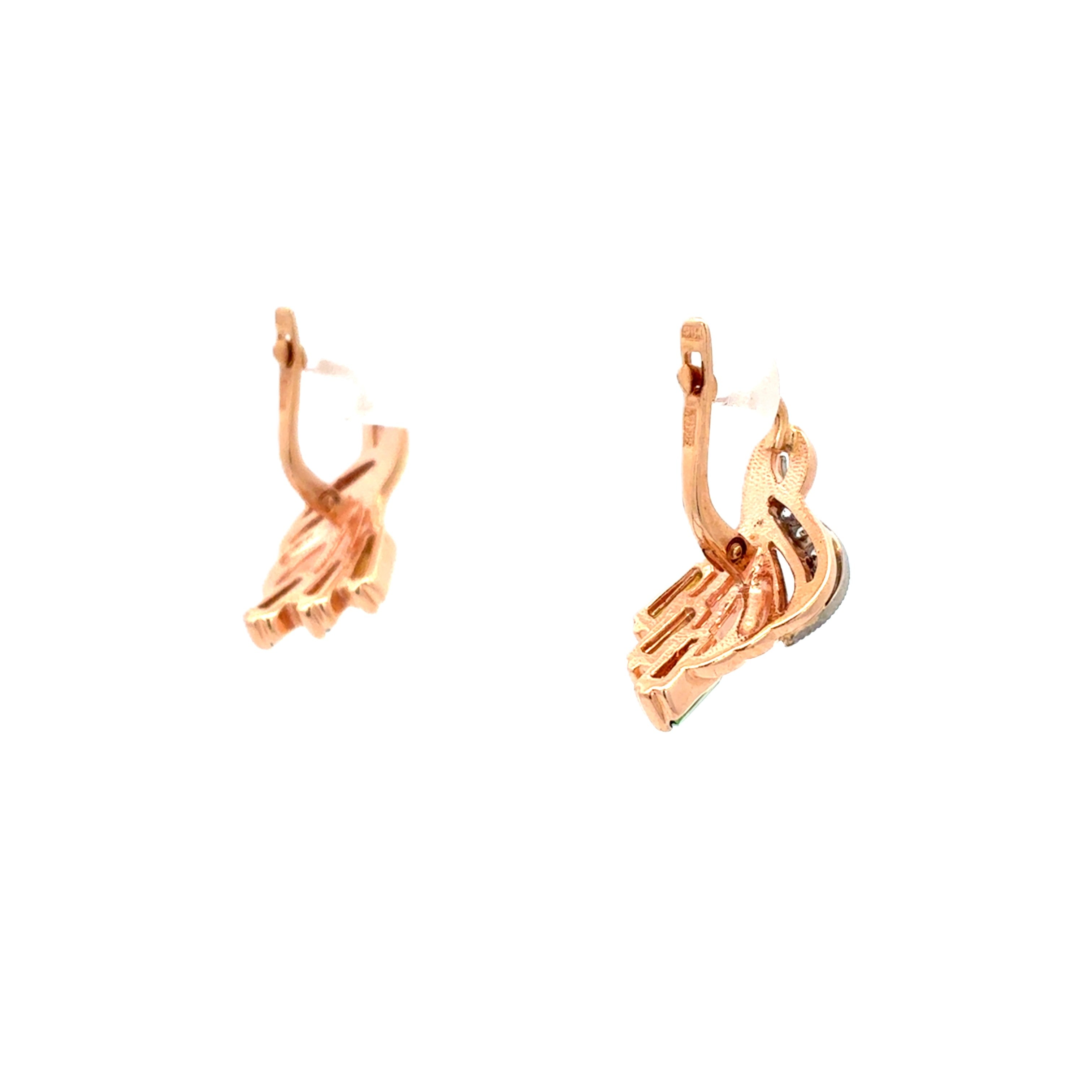 Ohrringe Rotgold 585 14 kt grüne Schmucksteine Zirkonia Damen