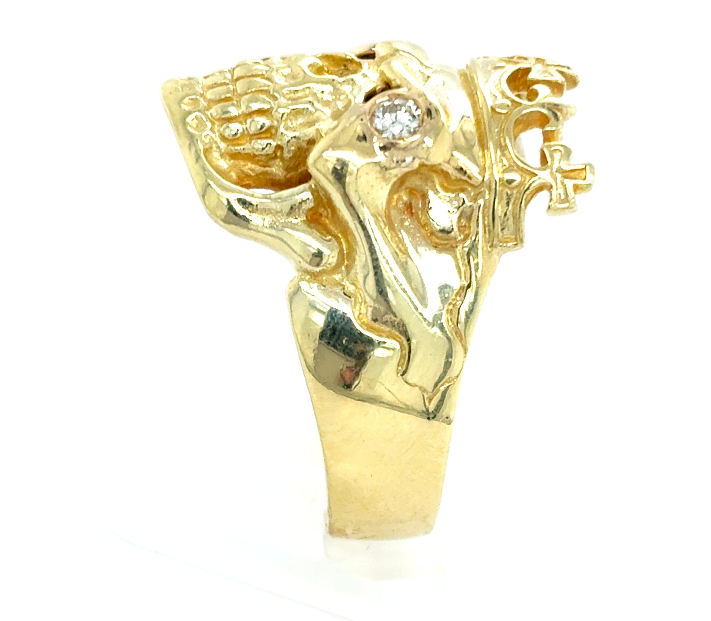 Totenkopfring Brillant Herren Gelb Gold 585 14 kt *71*