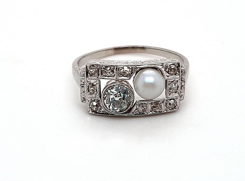Ring Gold 585 14 kt Art Deko Diamanten Damen Schmuck