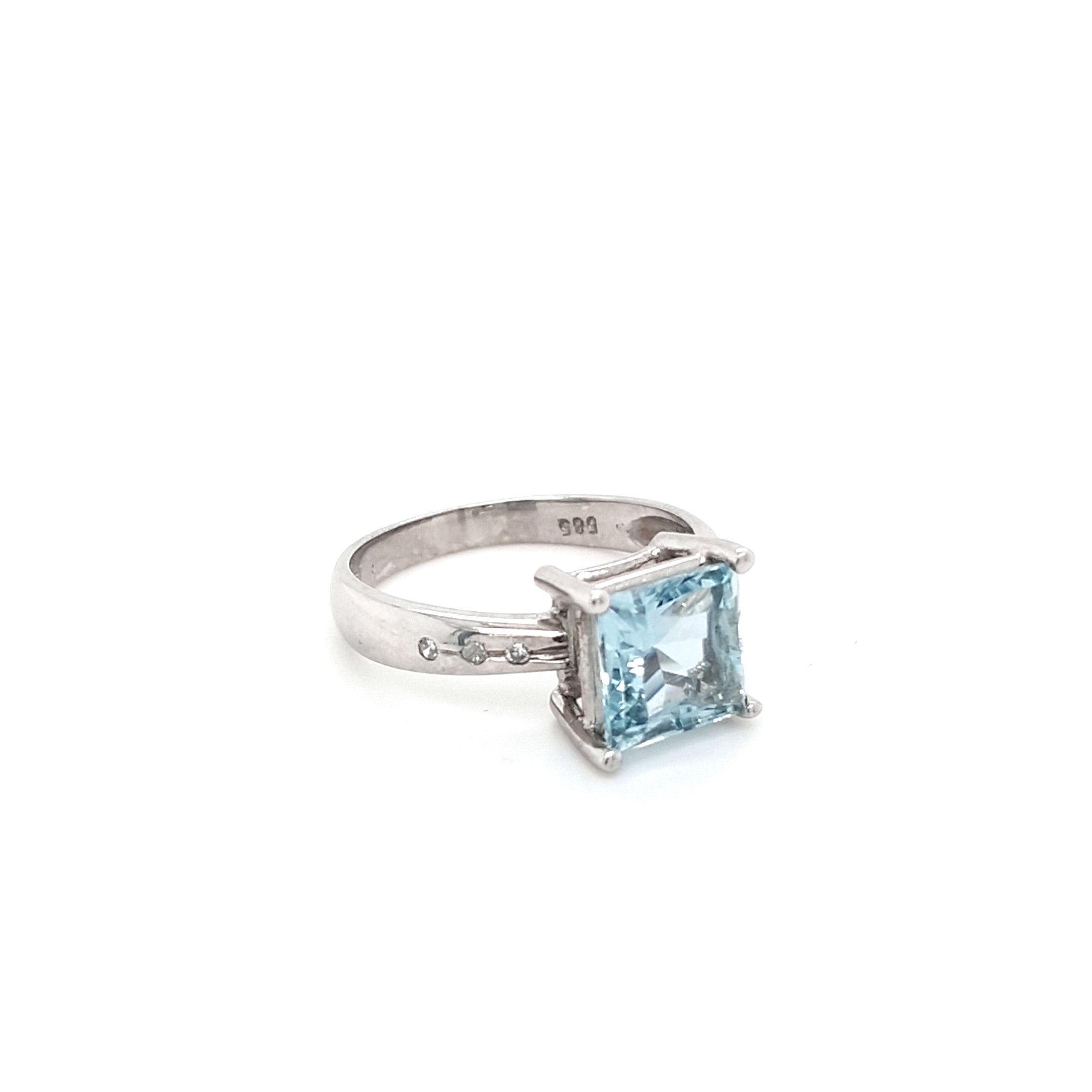 Damen Ring Weißgold 585 14 kt Topas und Brillanten Schmuck Geschenk