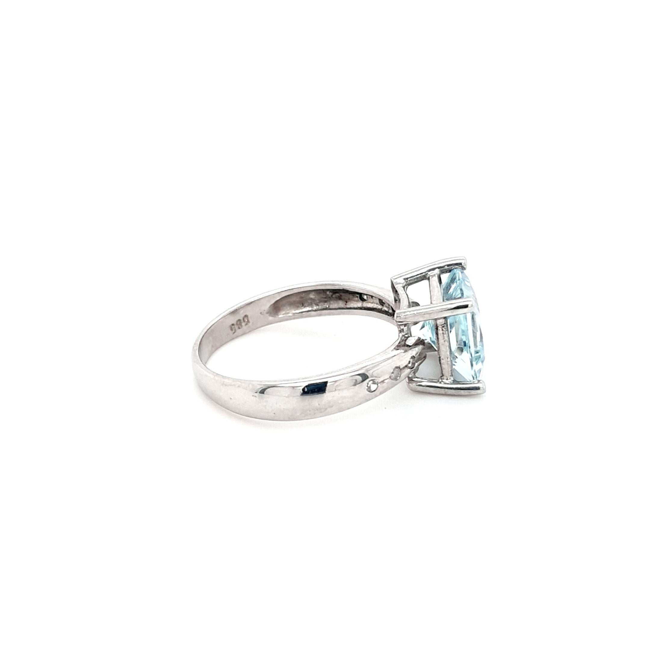 Damen Ring Weißgold 585 14 kt Topas und Brillanten Schmuck Geschenk