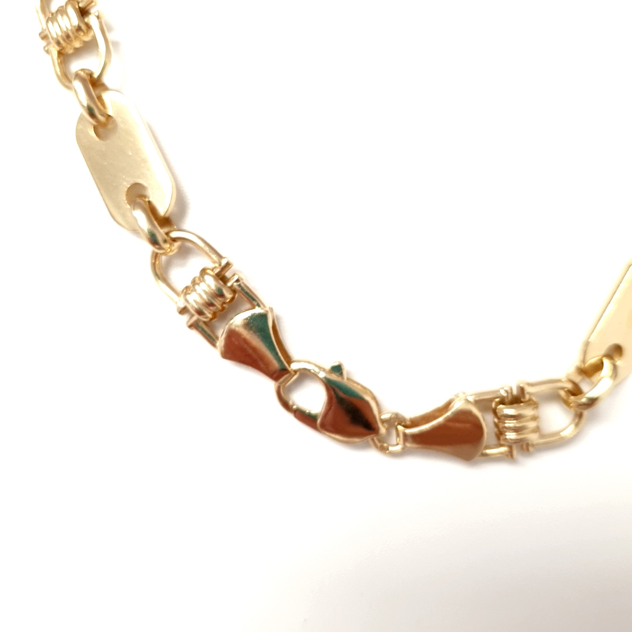 Kette Platte Steigbügel 585 14 kt Gelbgold Massiv 66 cm Herren Schmuck