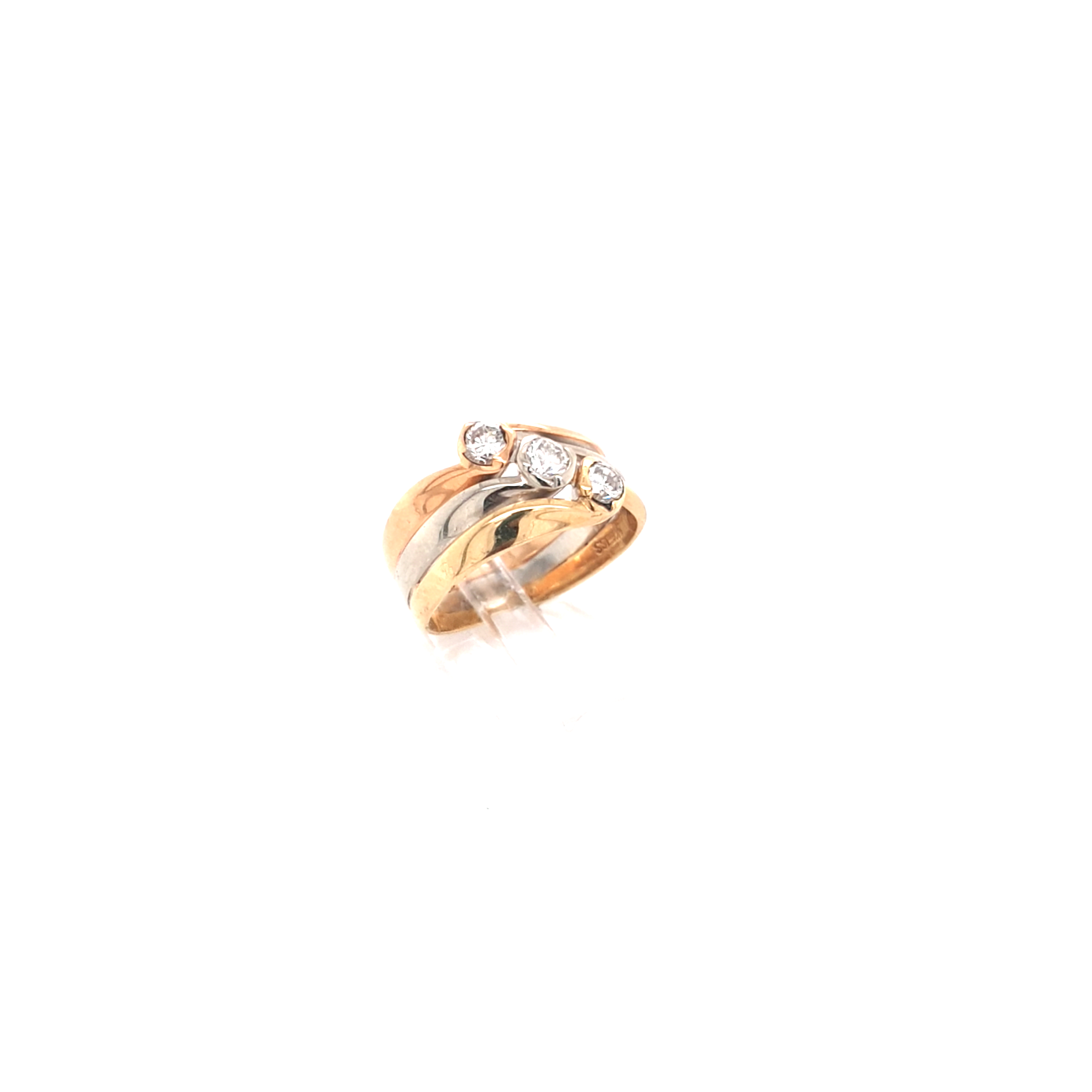 Damen Ring Gelb Weiß Rot Gold 585 14 kt. Brillanten Schmuck