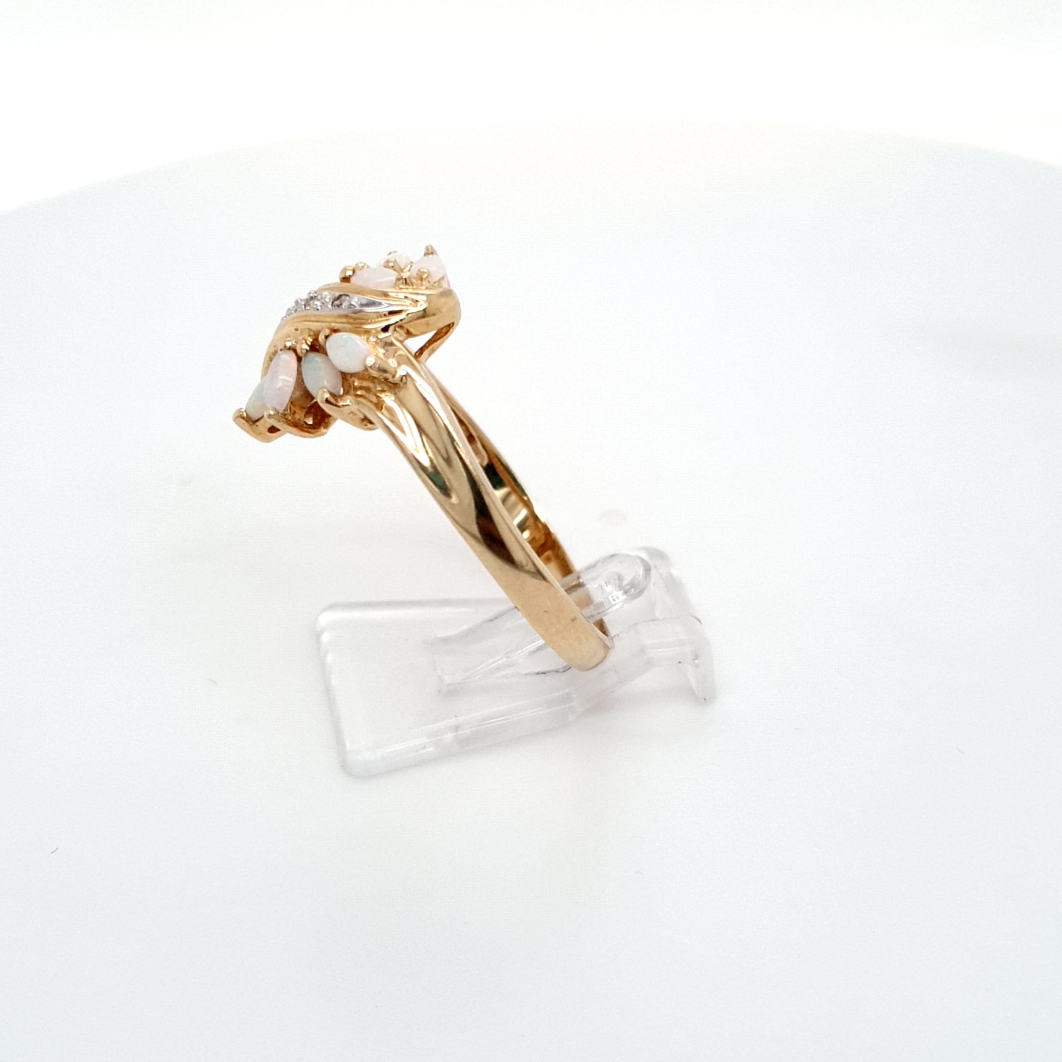 Damen Ring 585 14 kt Gelbgold Weißgold Diamanten Opale *65* Schmuck