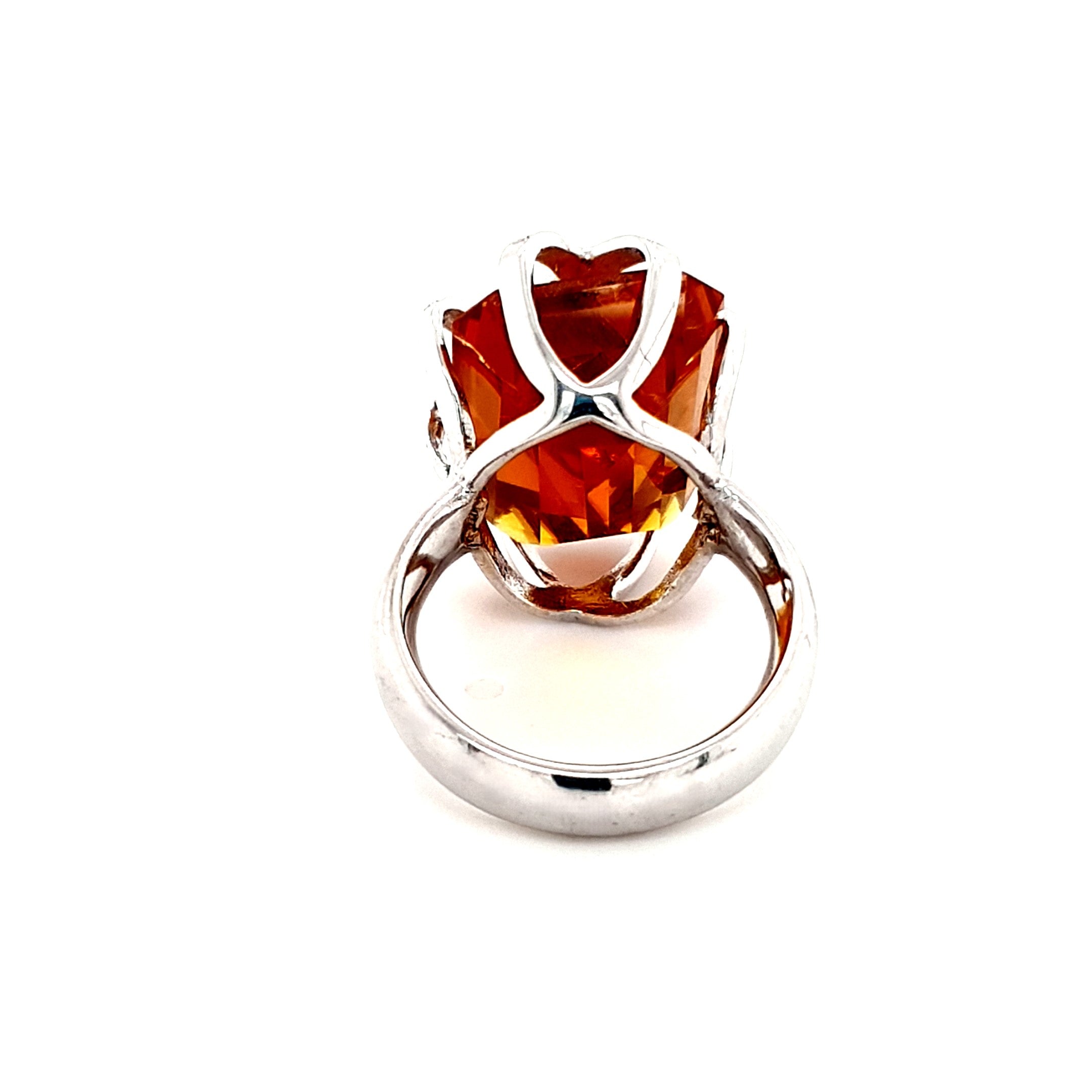 Damen Ring Weiß Gold 750 18 kt. Brillanten Schmuckstein Orange