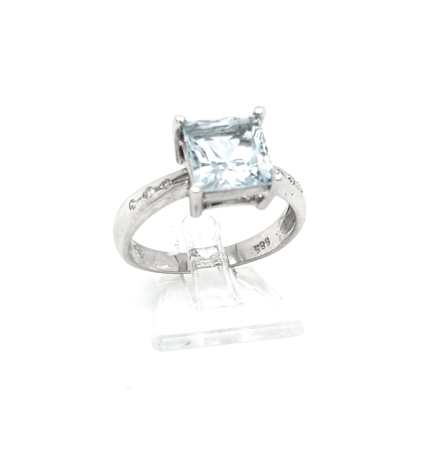 Damen Ring Weißgold 585 14 kt Topas und Brillanten Schmuck Geschenk