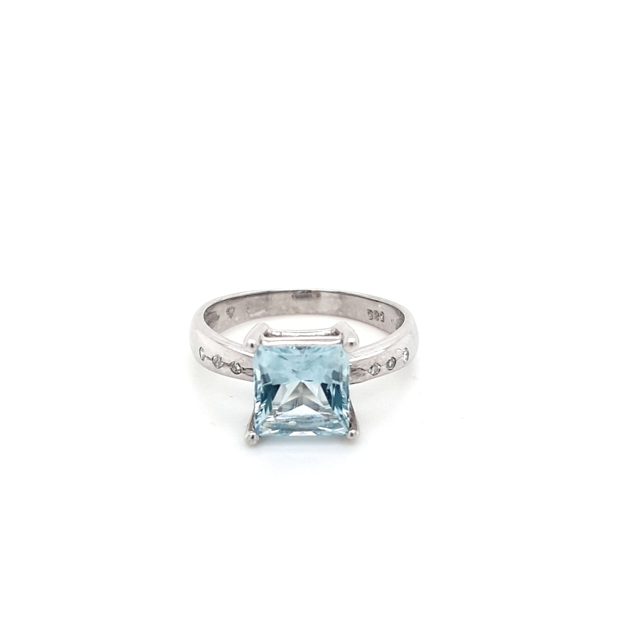 Damen Ring Weißgold 585 14 kt Topas und Brillanten Schmuck Geschenk