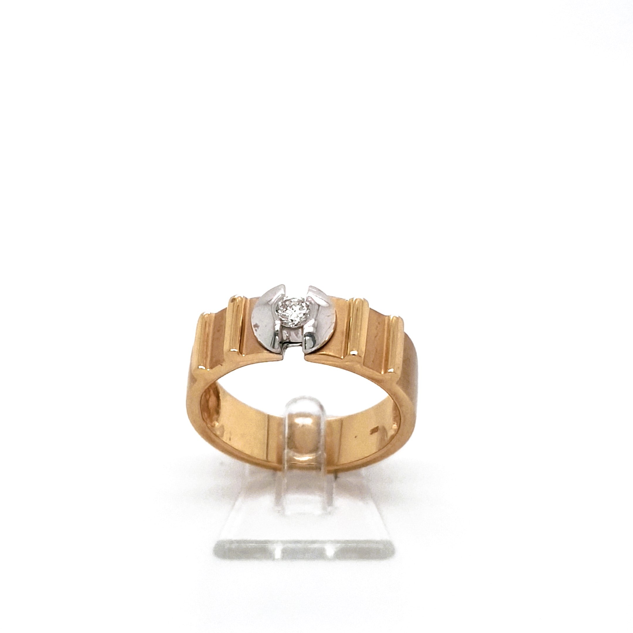 Ring Gelb Weiß Gold 585 Brillant Unisex Schmuck