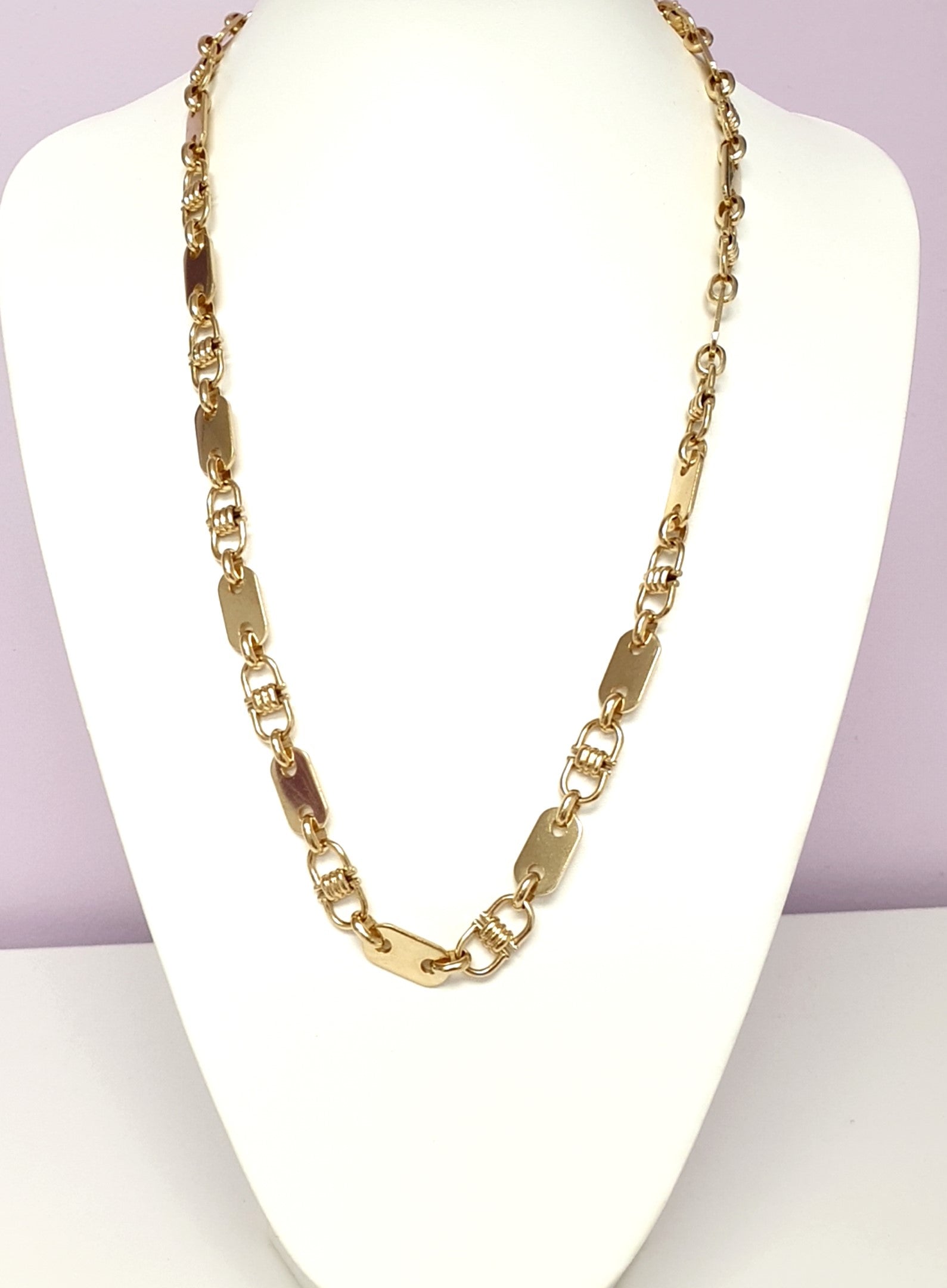 Kette Platte Steigbügel 585 14 kt Gelbgold Massiv 66 cm Herren Schmuck
