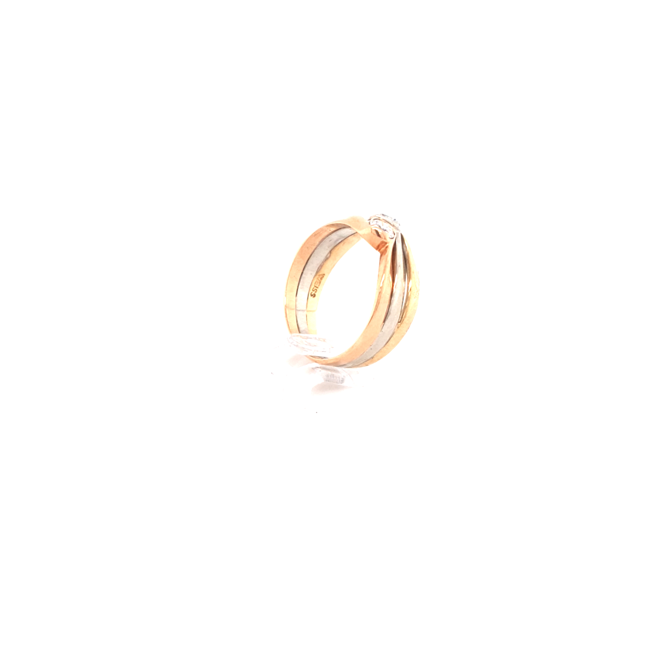 Damen Ring Gelb Weiß Rot Gold 585 14 kt. Brillanten Schmuck