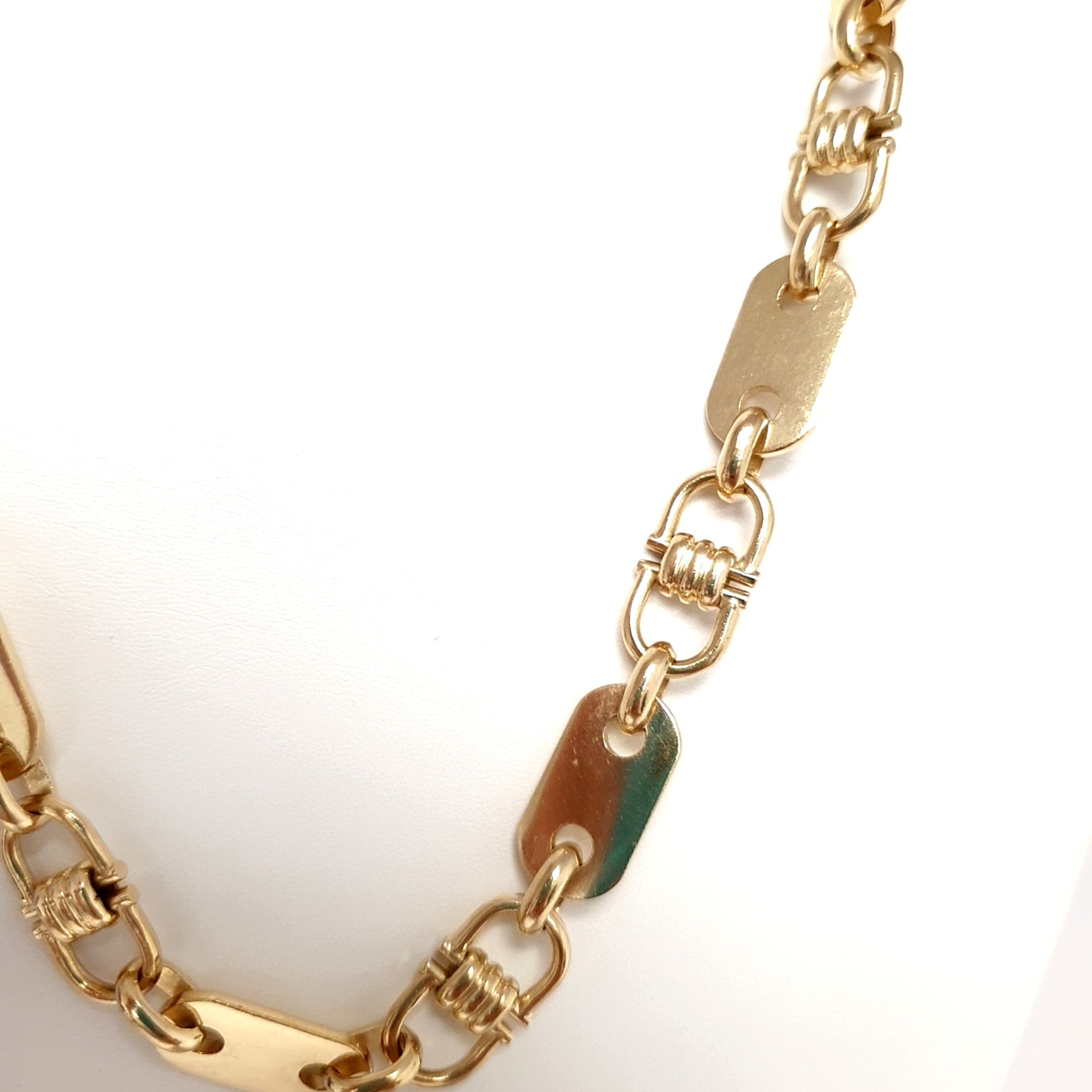 Kette Platte Steigbügel 585 14 kt Gelbgold Massiv 66 cm Herren Schmuck