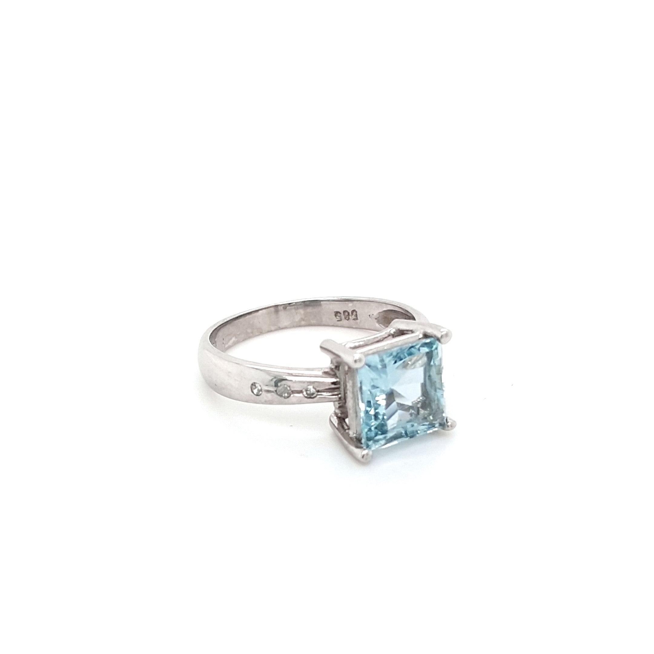 Damen Ring Weißgold 585 14 kt Topas und Brillanten Schmuck Geschenk