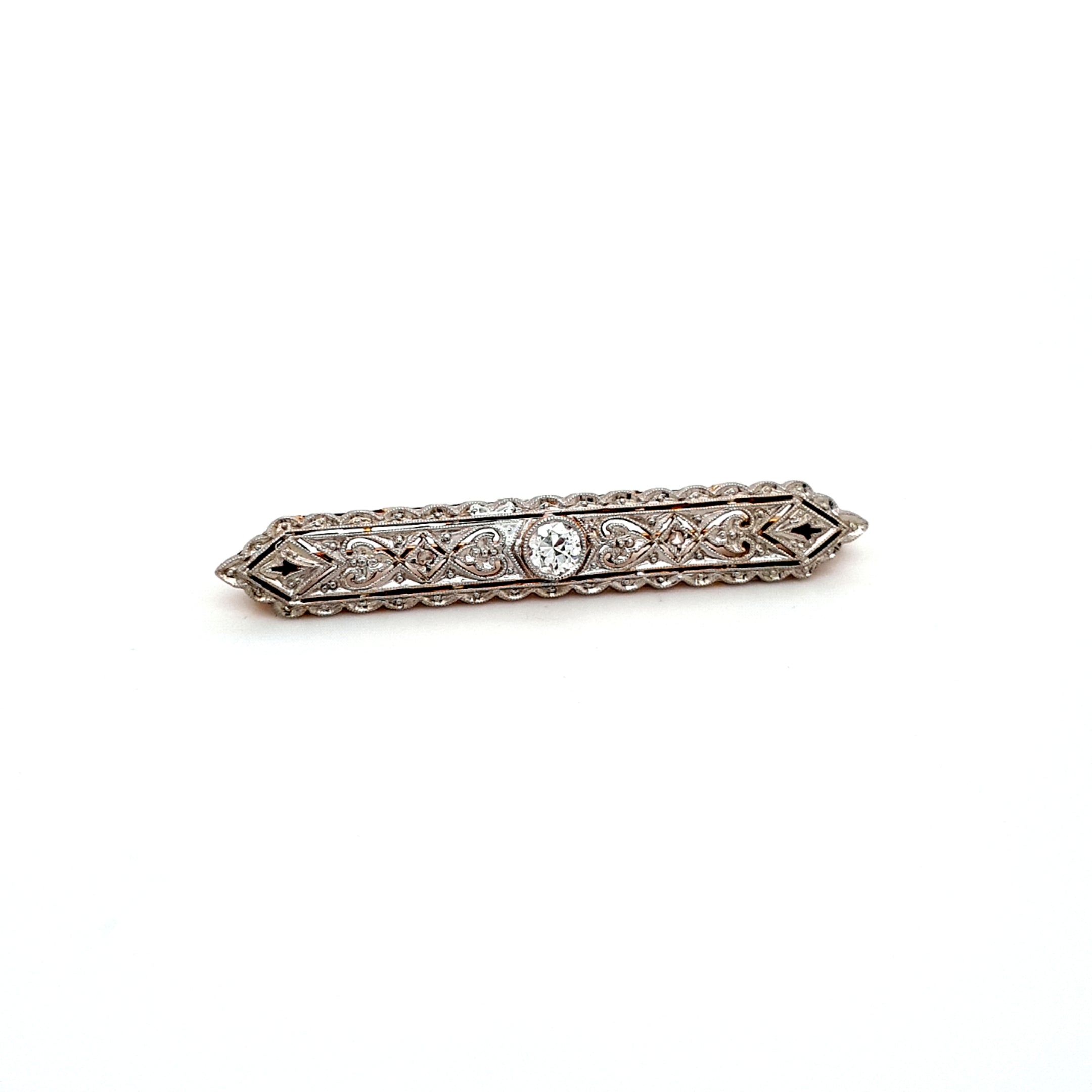 Damen Brosche Quernadel Gelbgold Weißgold Brillant Schmuck 185910
