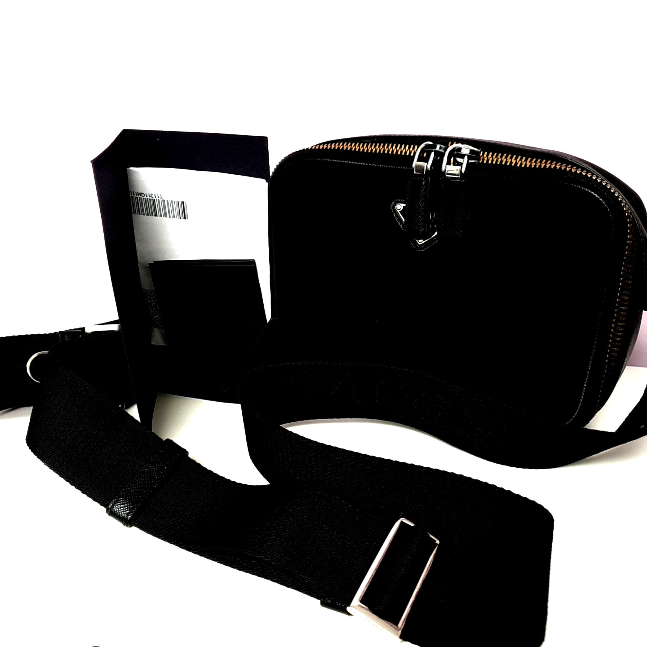 Prada Bandoliera Tessuto + Pelle Tussuto+Saffiano Nero Handtasche
