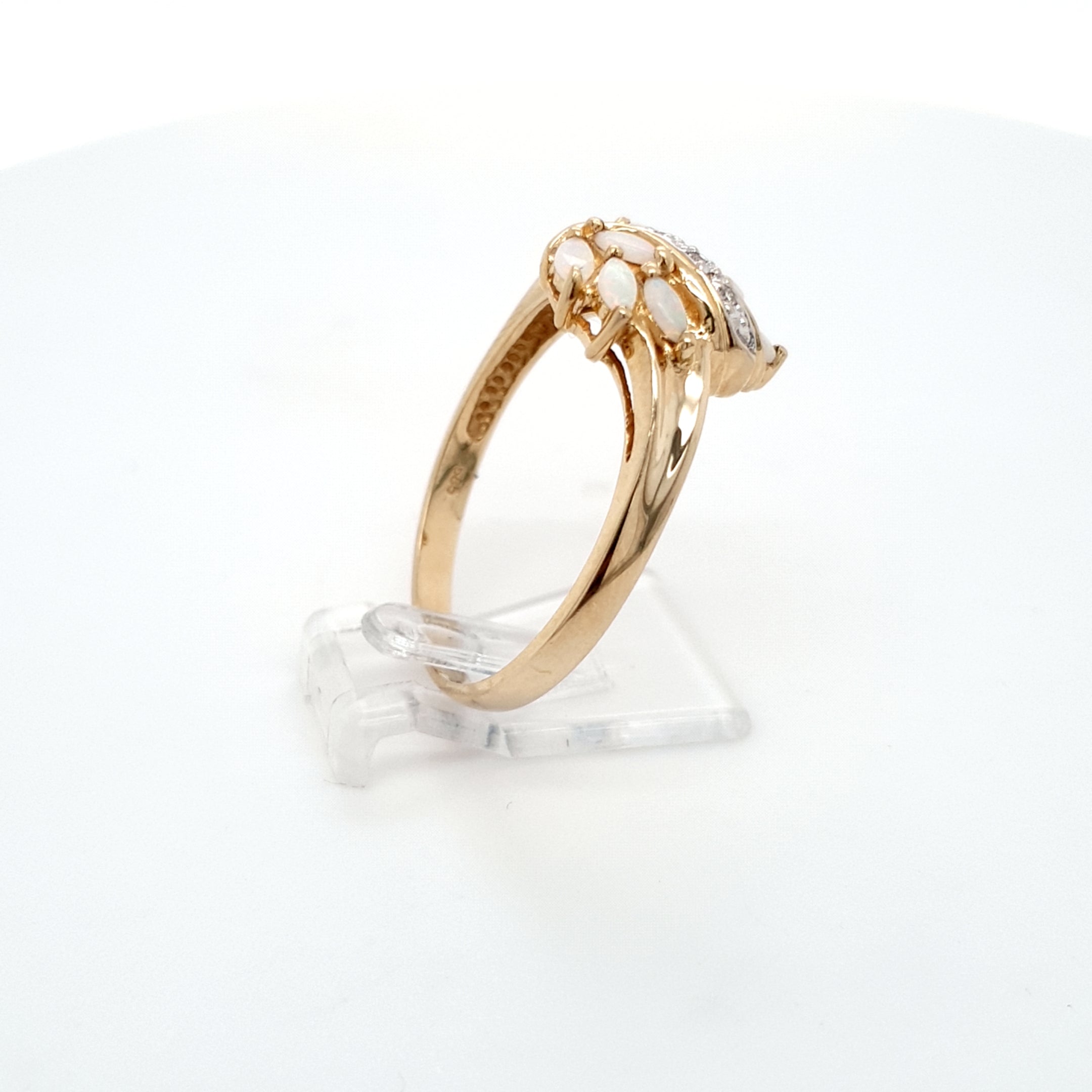 Damen Ring 585 14 kt Gelbgold Weißgold Diamanten Opale *65* Schmuck