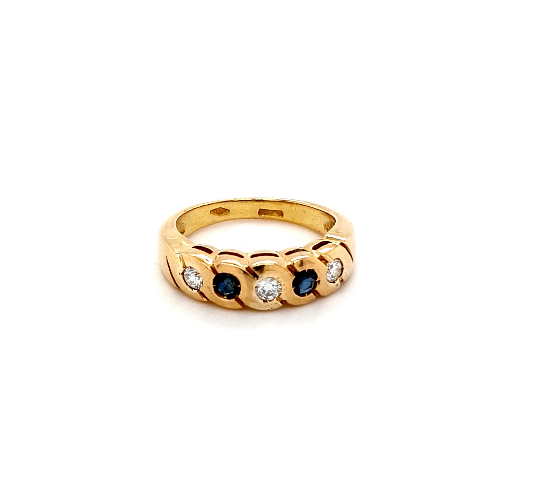 Ring Gold 750 18 kt Brillanten Schmucksteine Blau Damen