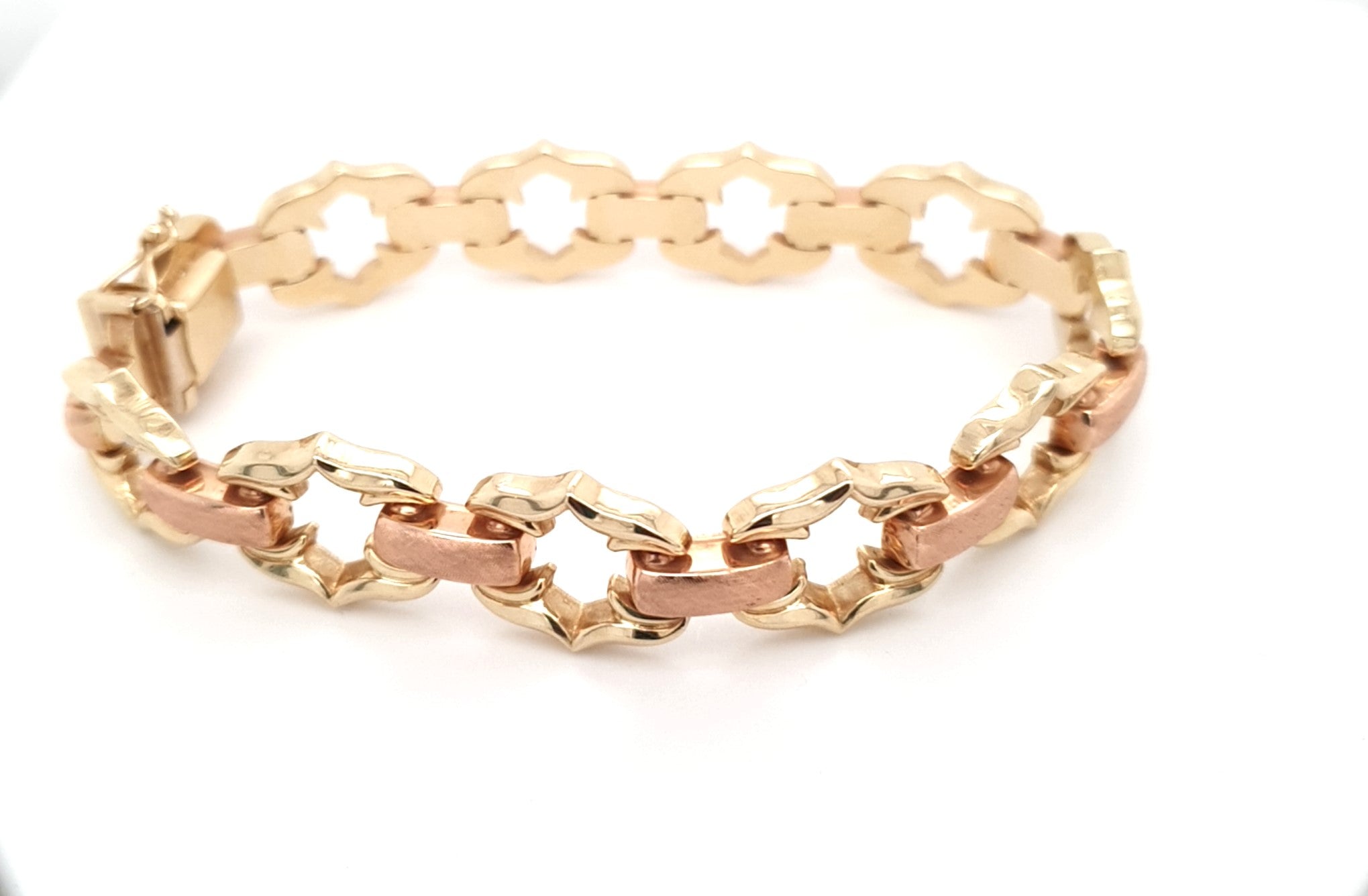 Armband 585/ 14 kt Gelbgold Rotgold 19,5 cm Kastenverschluss Damen Schmuck Geschenk