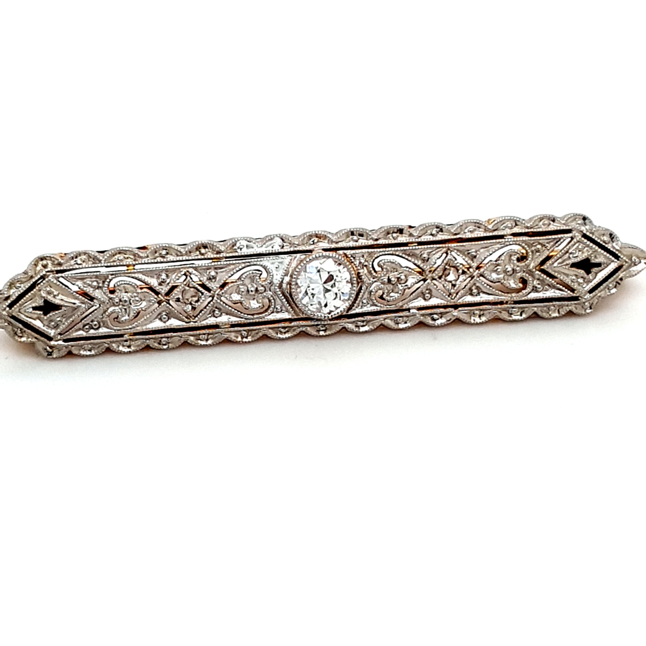 Damen Brosche Quernadel Gelbgold Weißgold Brillant Schmuck 185910