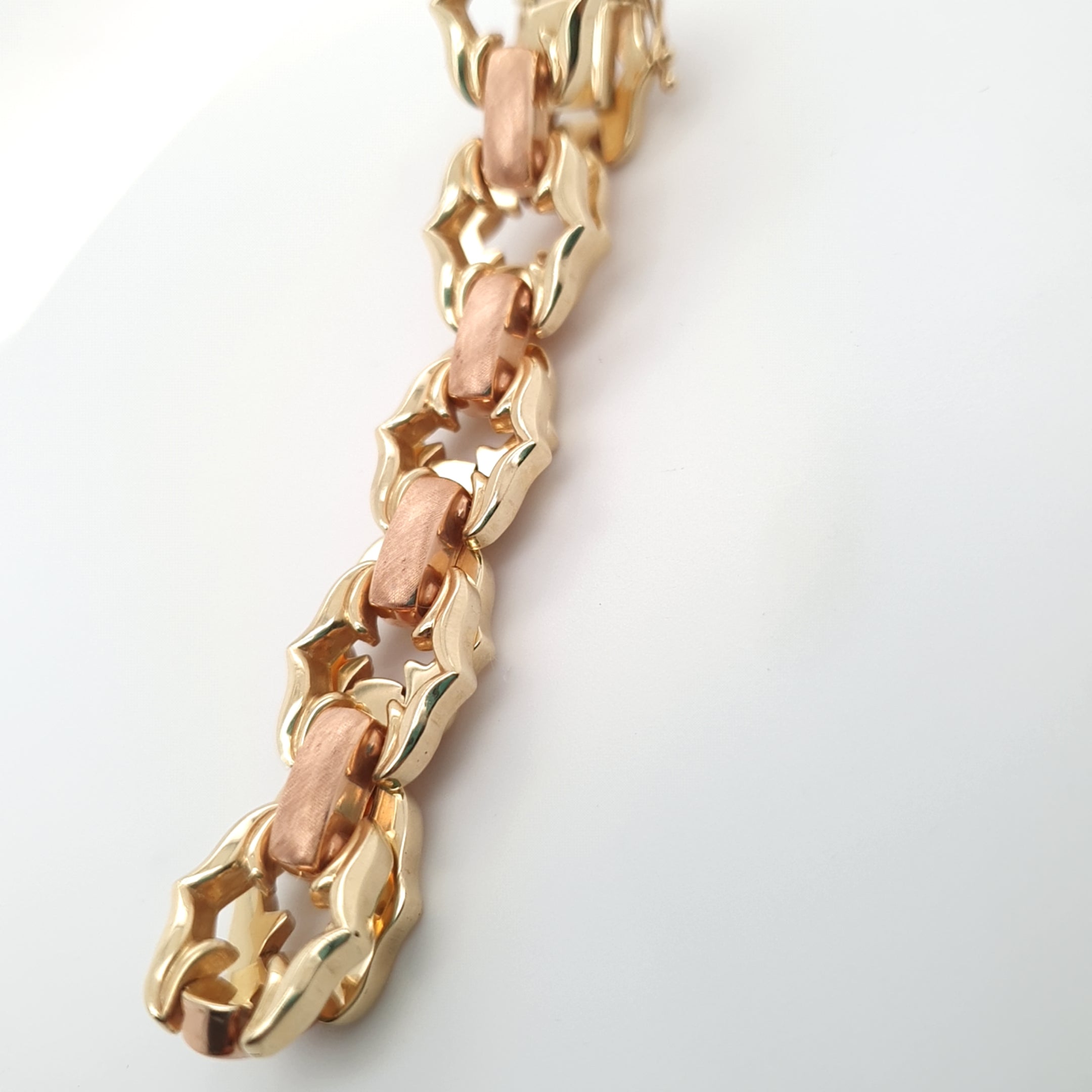 Armband 585/ 14 kt Gelbgold Rotgold 19,5 cm Kastenverschluss Damen Schmuck Geschenk
