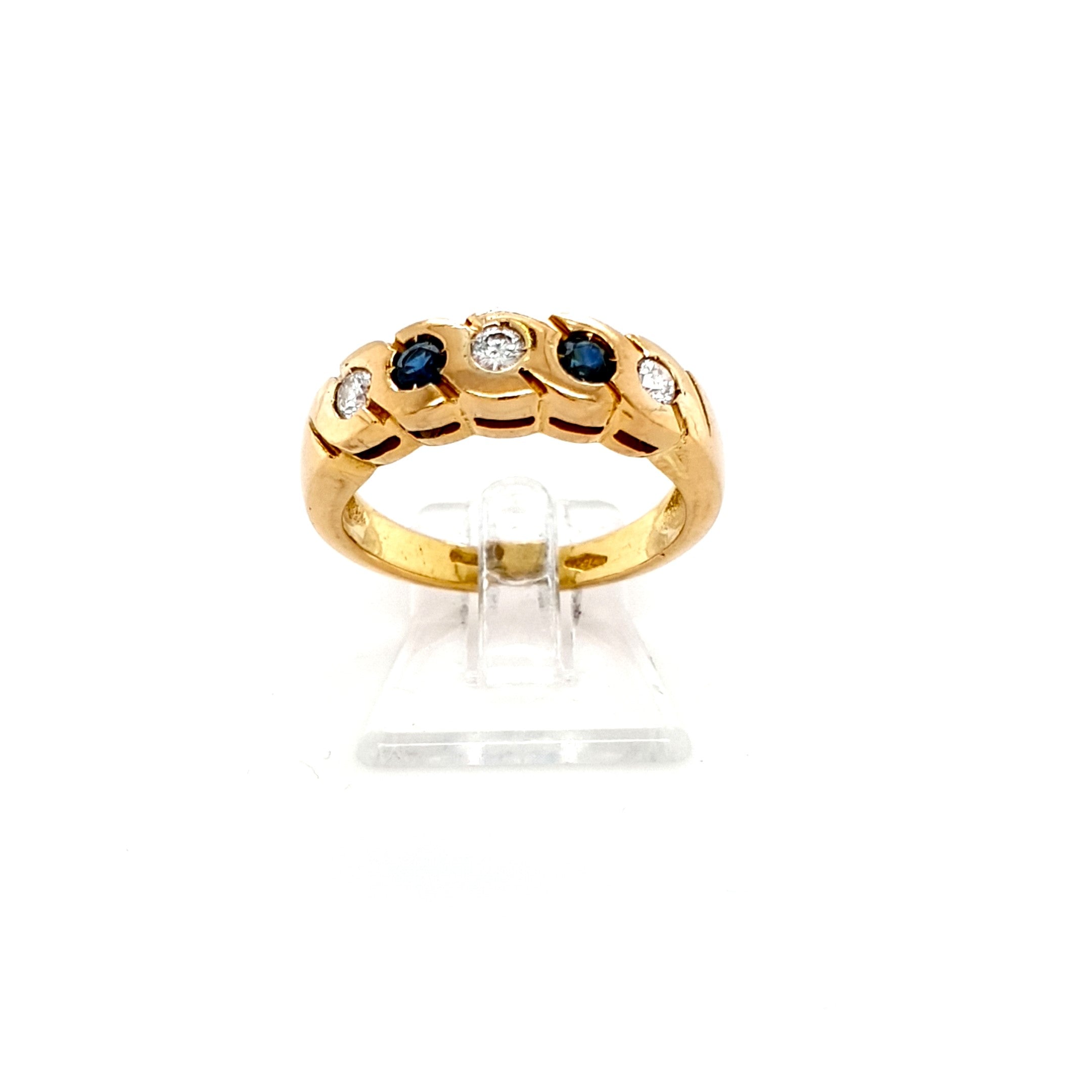 Ring Gold 750 18 kt Brillanten Schmucksteine Blau Damen