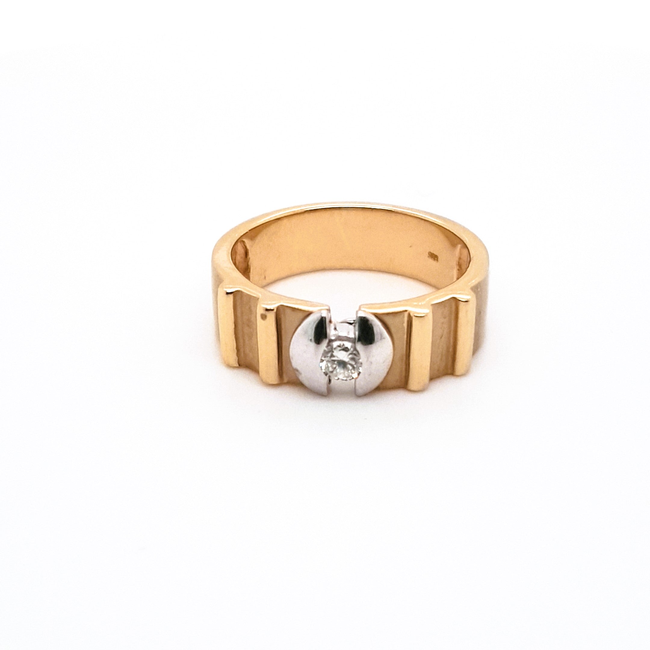 Ring Gelb Weiß Gold 585 Brillant Unisex Schmuck