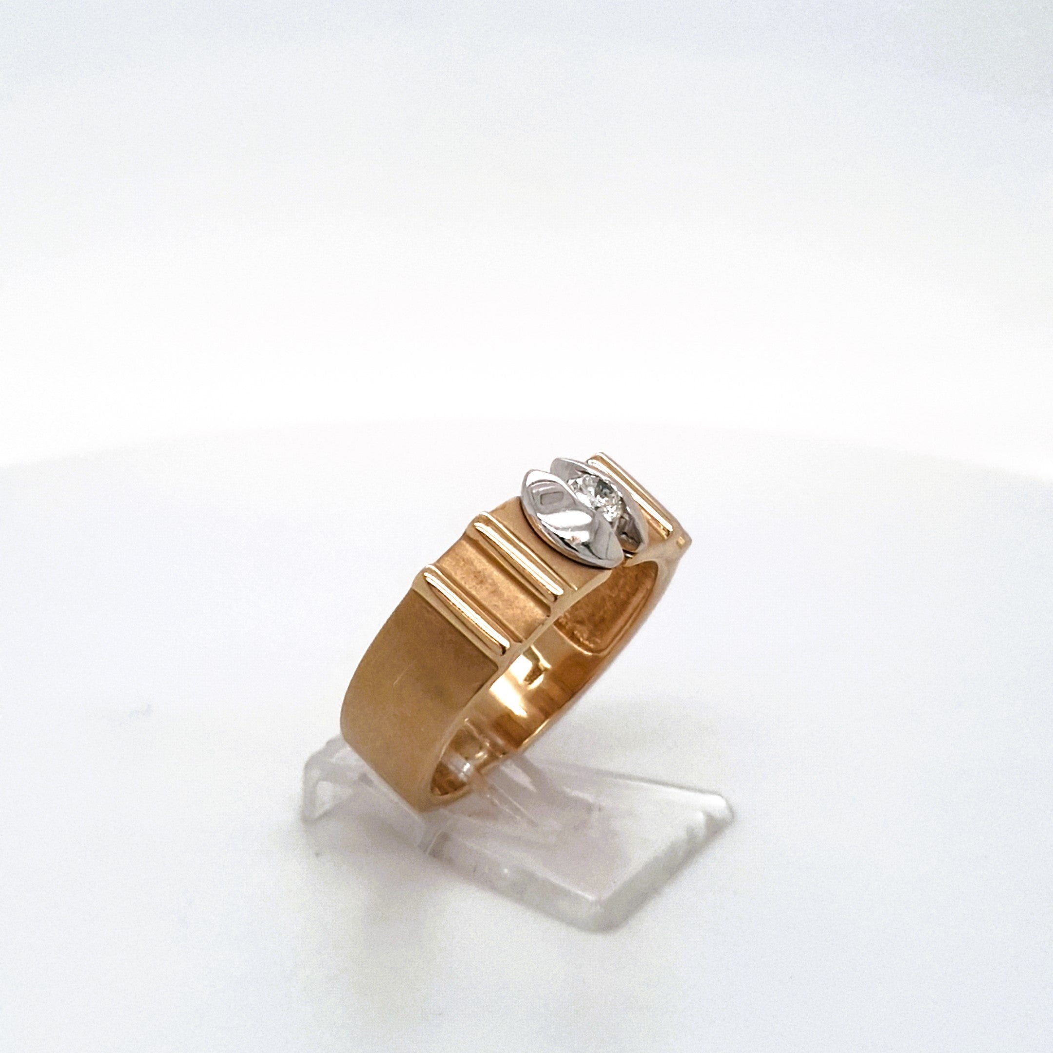 Ring Gelb Weiß Gold 585 Brillant Unisex Schmuck
