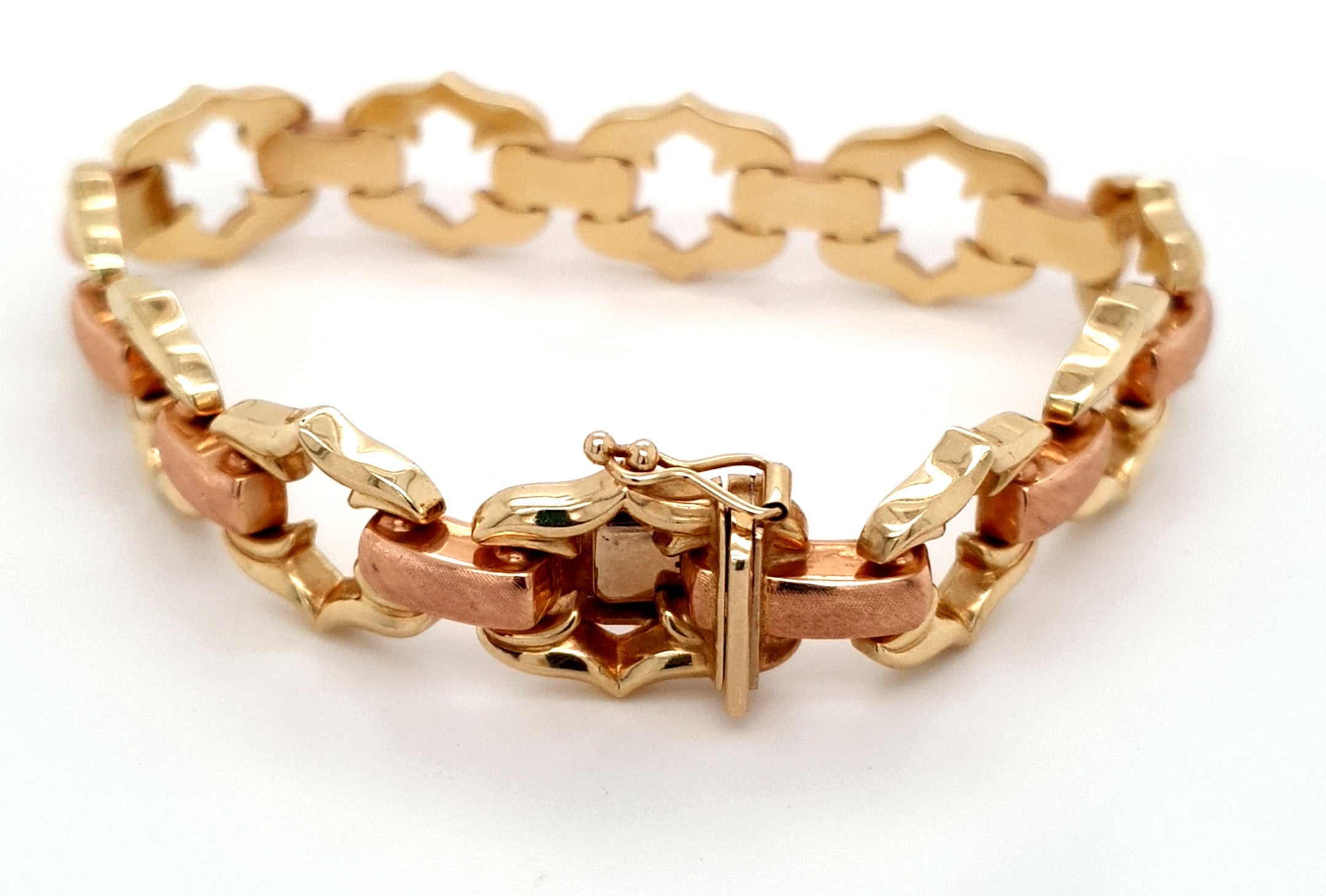 Armband 585/ 14 kt Gelbgold Rotgold 19,5 cm Kastenverschluss Damen Schmuck Geschenk