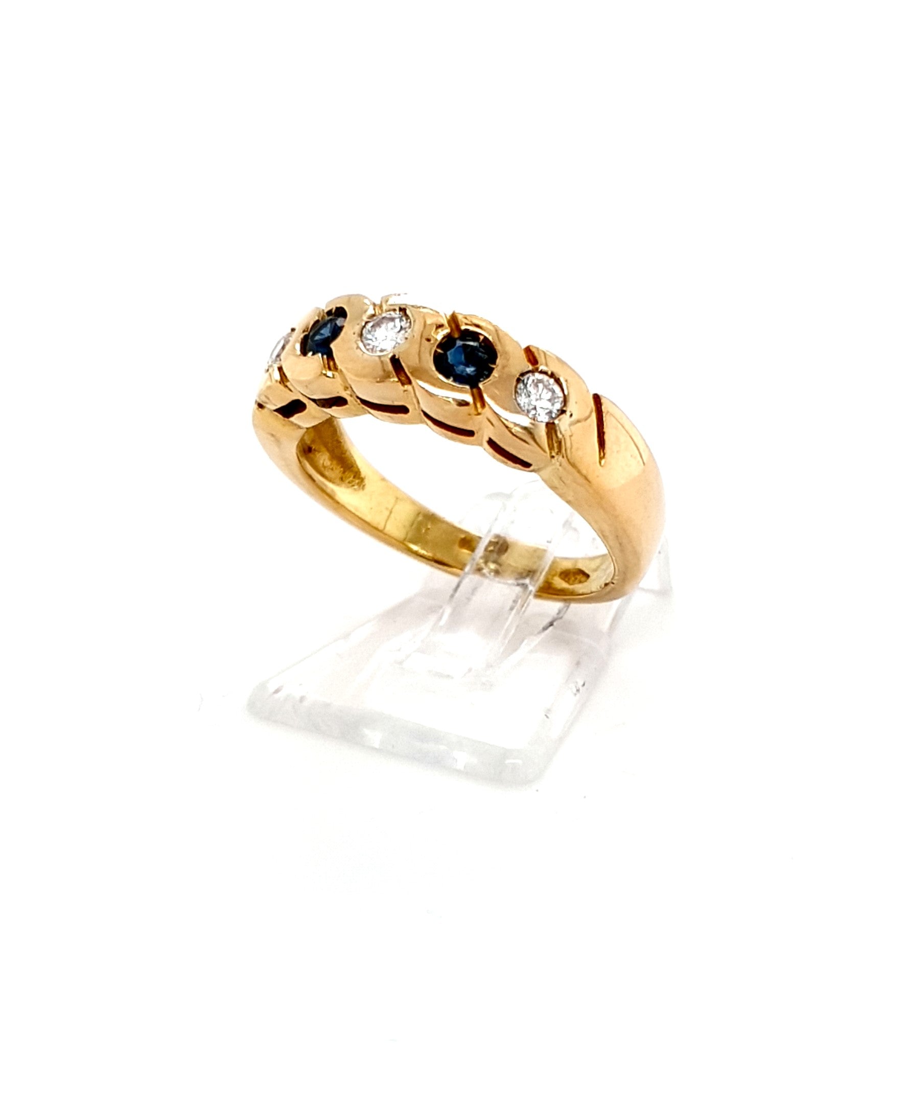 Ring Gold 750 18 kt Brillanten Schmucksteine Blau Damen