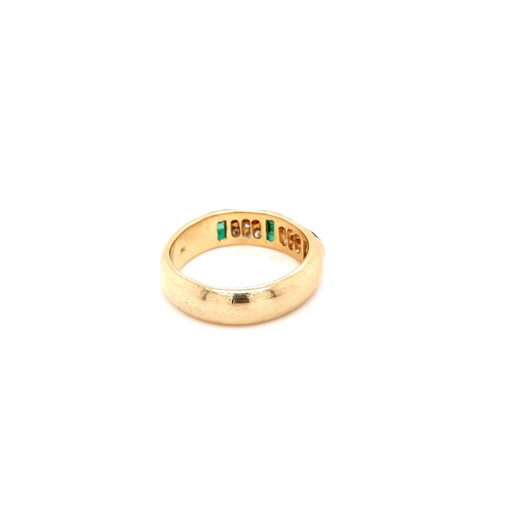 Damen Ring *55* Gelb Gold Brillanten Grüne Schmucksteine