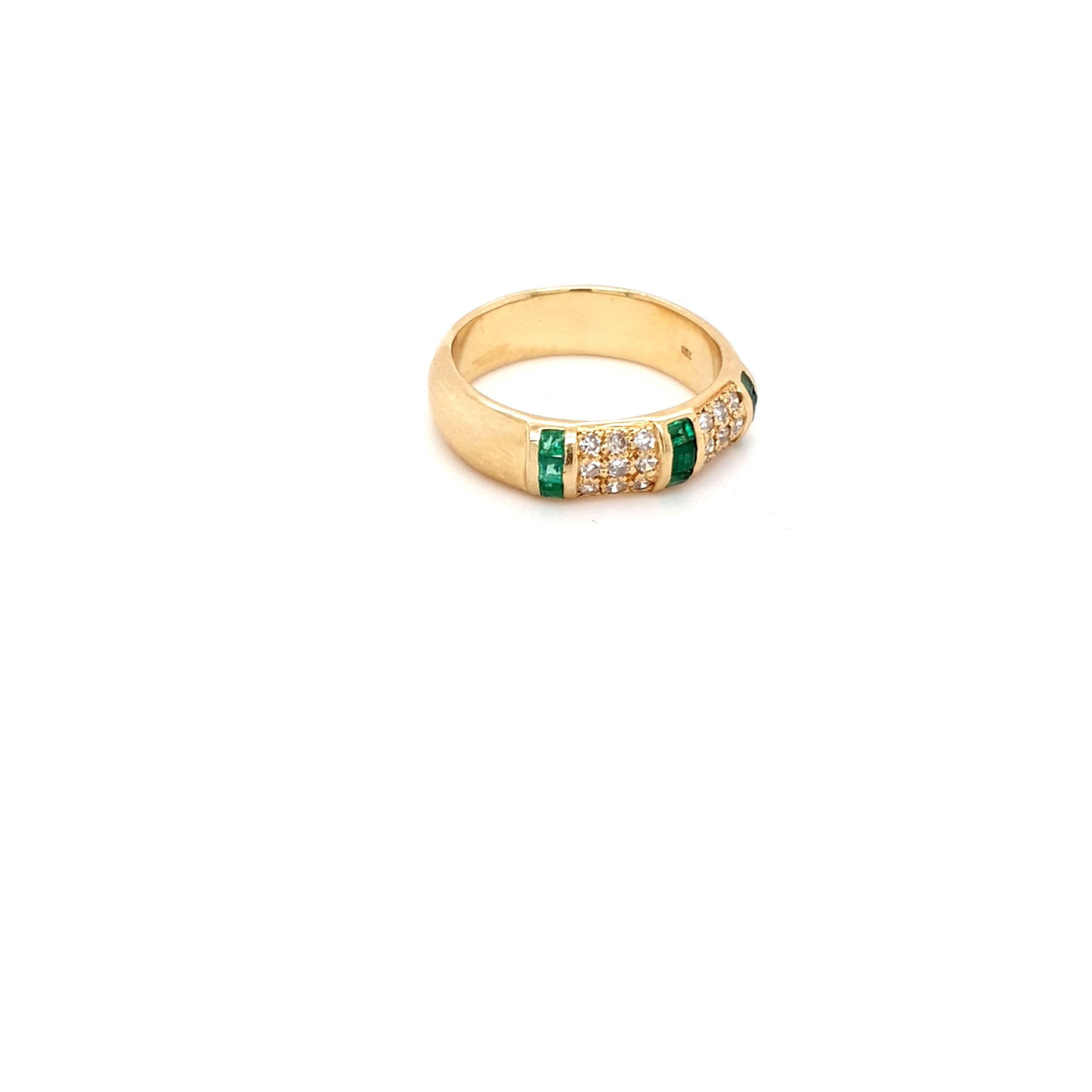 Damen Ring *55* Gelb Gold Brillanten Grüne Schmucksteine