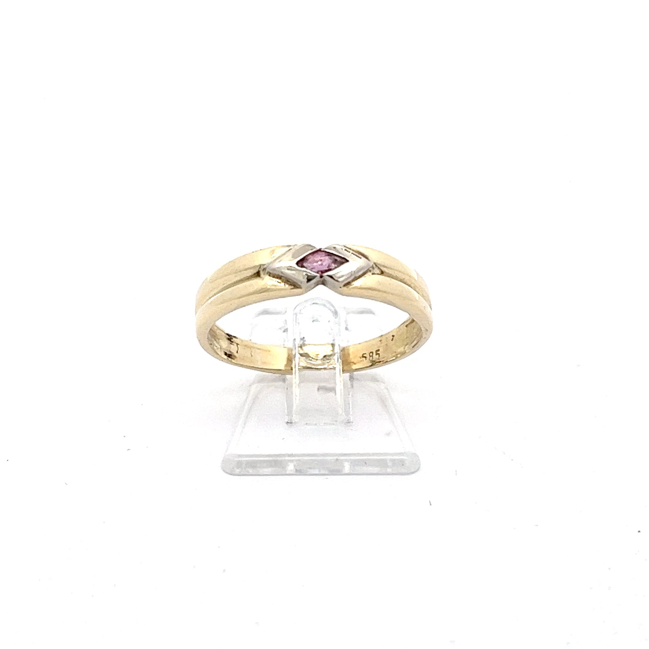 Damen Ring Gold 585 14kt. Schmuckstein rosa *57*