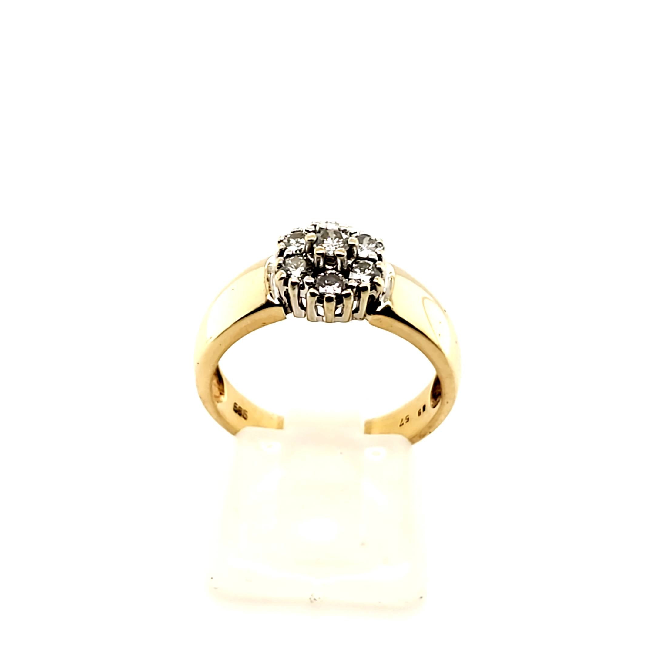 Ring Gelb Weiß Gold 585 14kt Gr.53 7 Brillanten ca.0,63ct